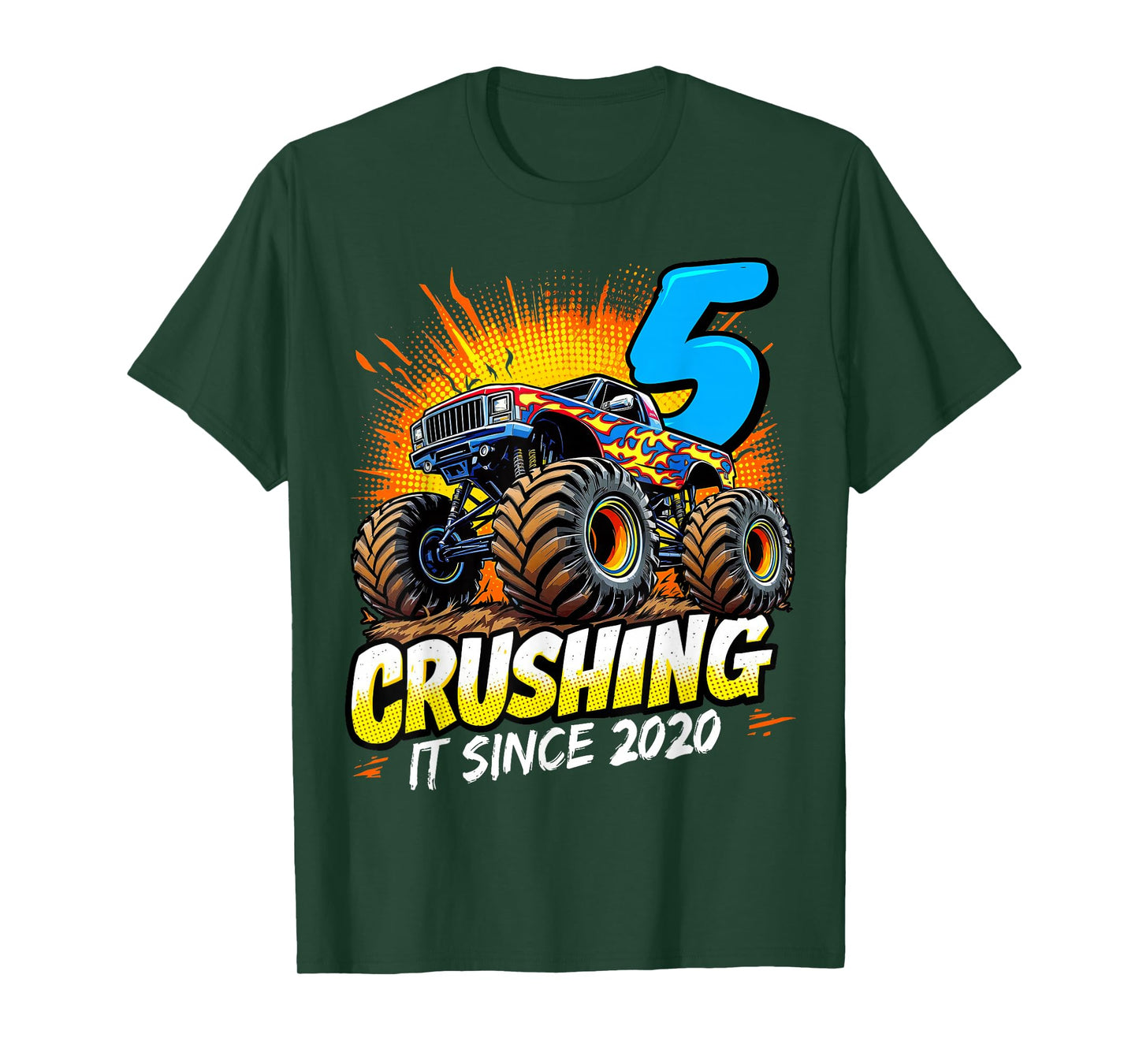 Birthday Monster Truck 5 year Old Boys 5th Party Born 2020 T-Shirt