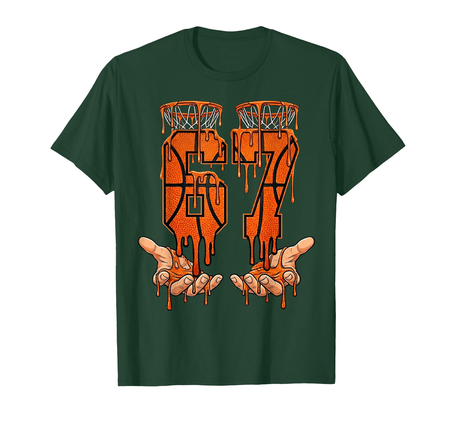 Basketball 67 Hands Dripping 6-7 Meme Six Seven Funny Slang T-Shirt