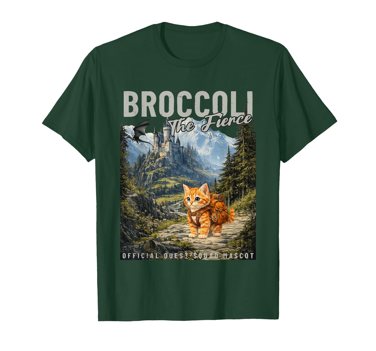 Quest Fantasy Squad Broccoli Funny Cat T-Shirt