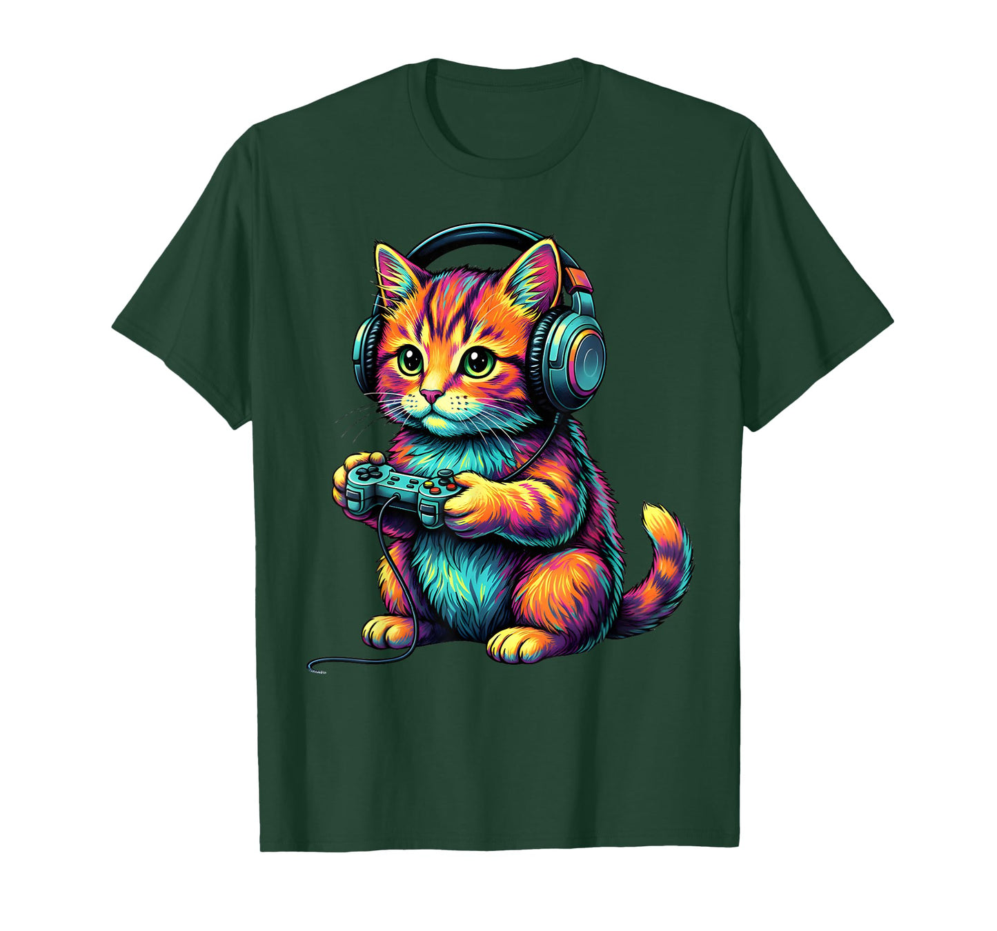 Funny Kitten Cat Playing Video Games Vintage Cat Gaming T-Shirt
