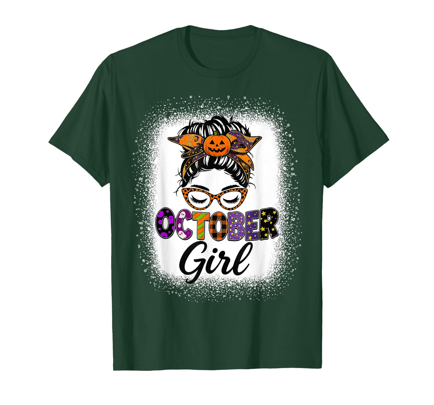 Vintage Women Messy Bun Halloween October Girl Birthday T-Shirt