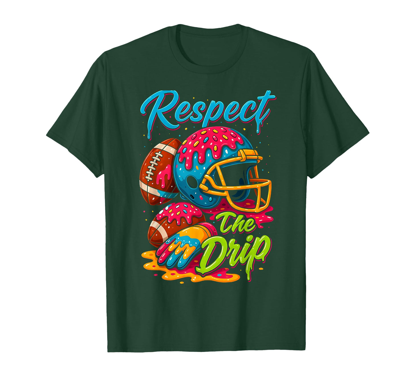 Football Drip Boys Football Ice Cream Sprinkle Respect Drip T-Shirt