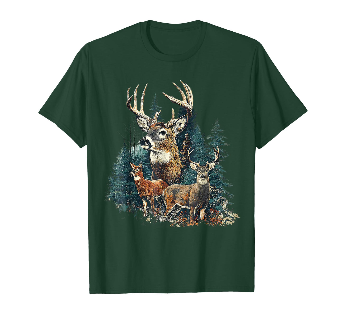 Retro Deer Hunting Mens Boys Hunter Nature Forest T-Shirt