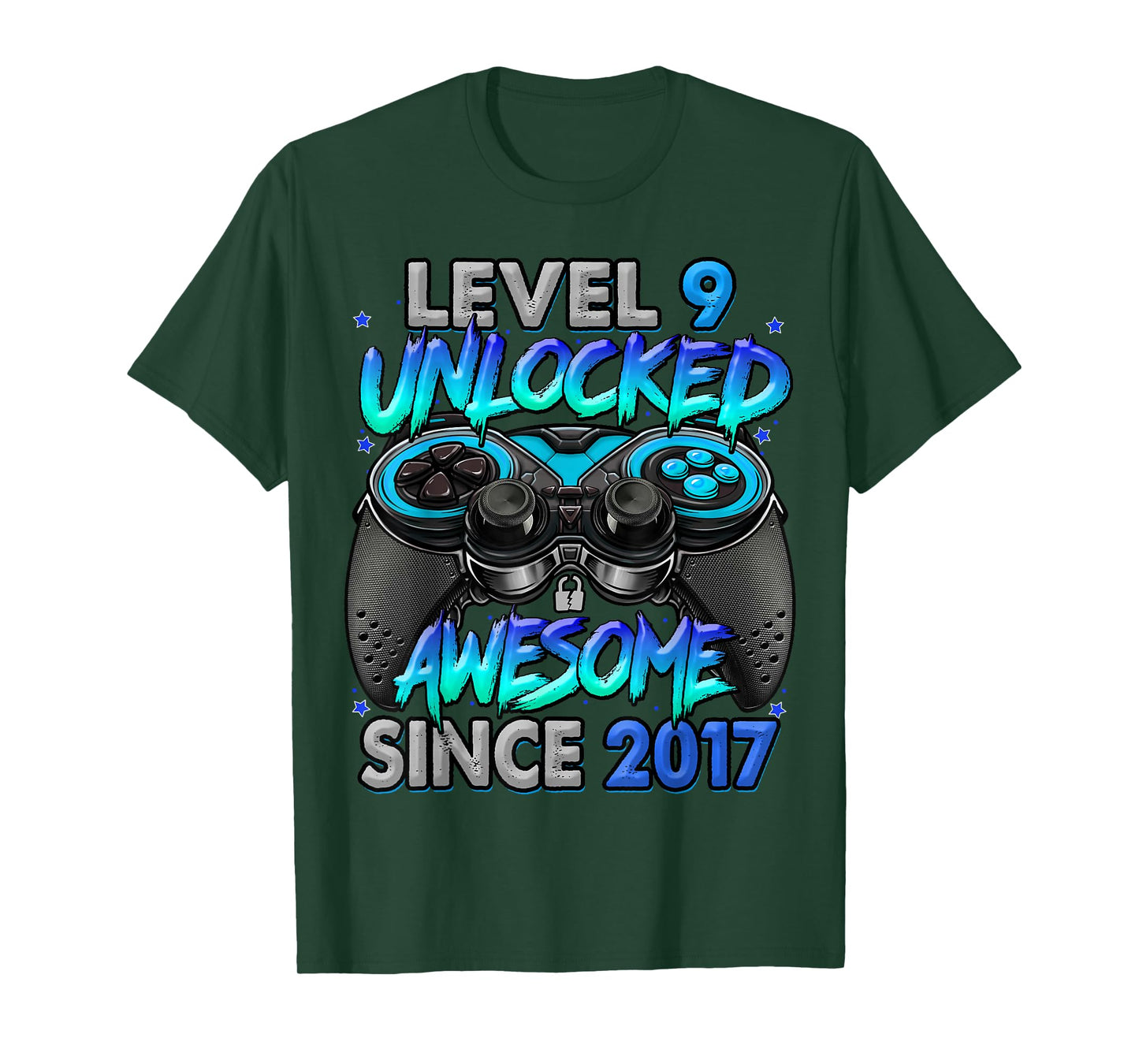 Level 9 Unlocked Awesome Since 2017 9th Birthday Gaming T-Shirt