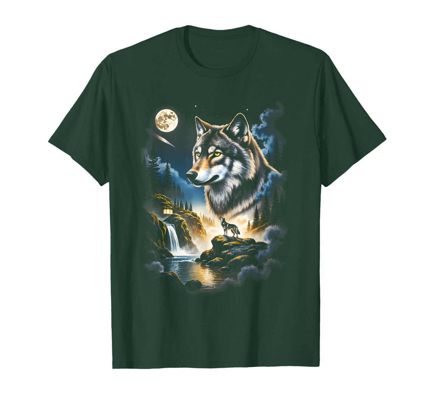 Grunge Retro Howling Wolf Vintage 90s Nature Galaxy T-Shirt
