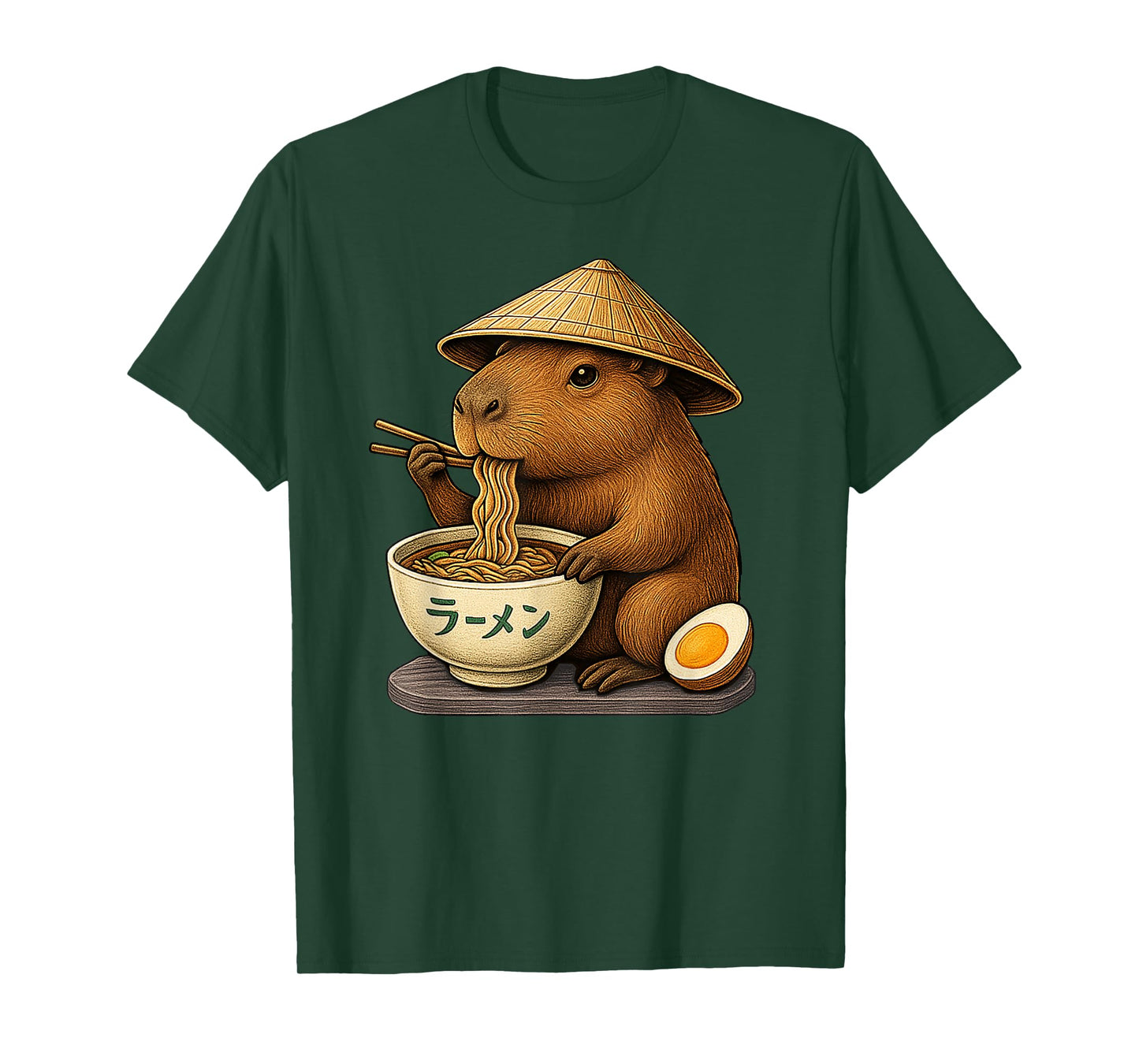 Kawaii capybara eating Japanese ramen graphic tee Funny kids T-Shirt