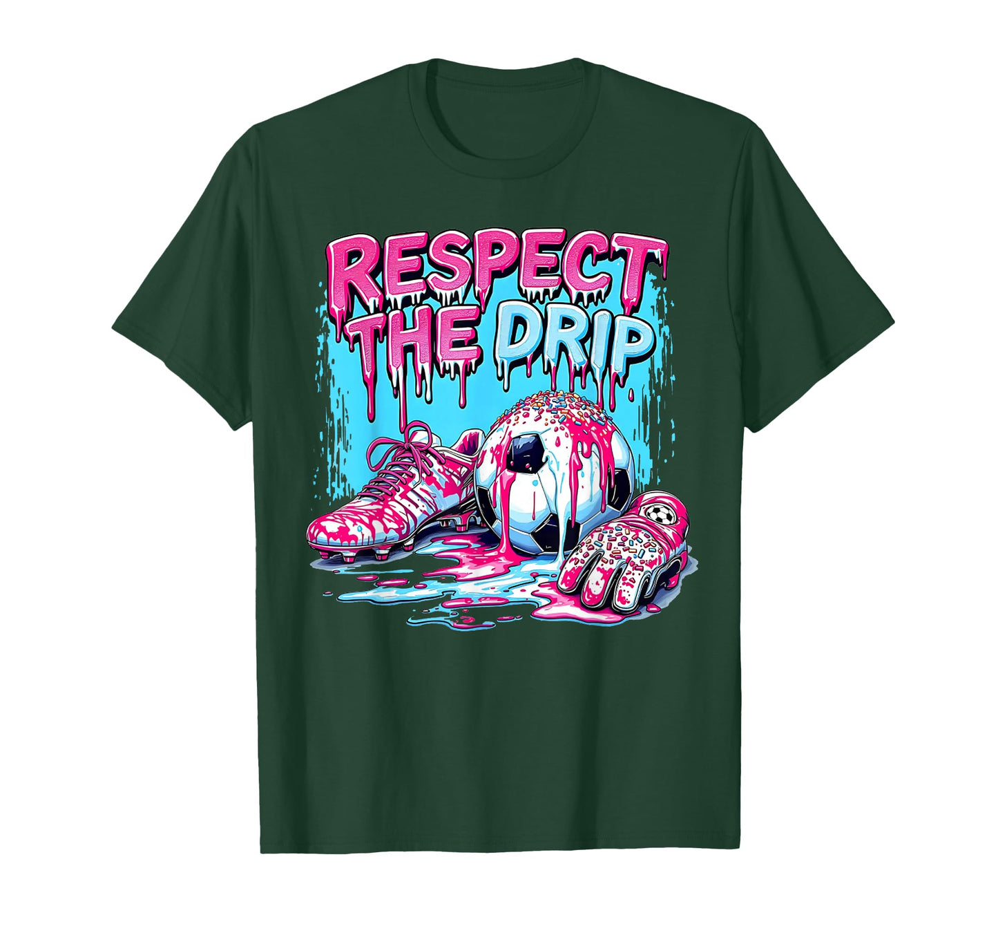 Soccer Ice Cream Sprinkles Theme Youth Respect The Drip Kids T-Shirt
