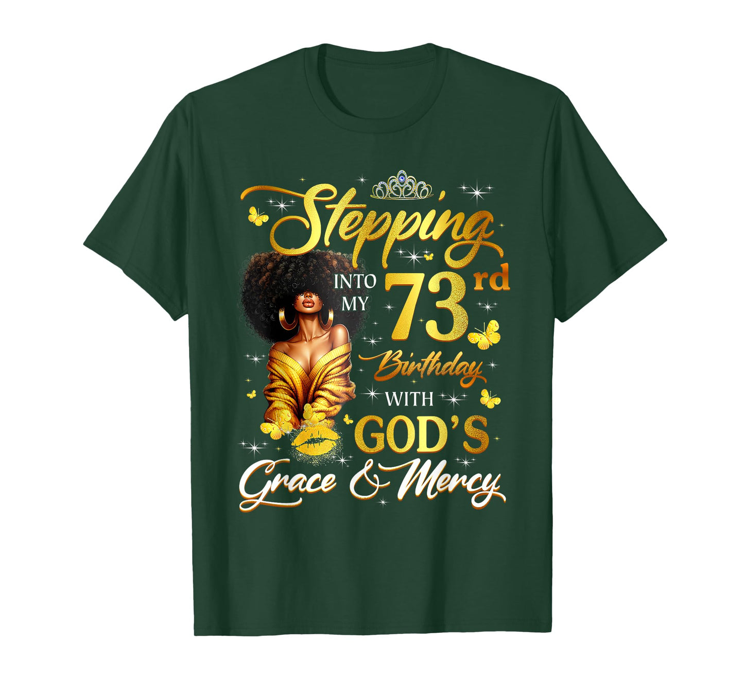 Stepping Into My 73rd Birthday Black Queen Bday T-Shirt