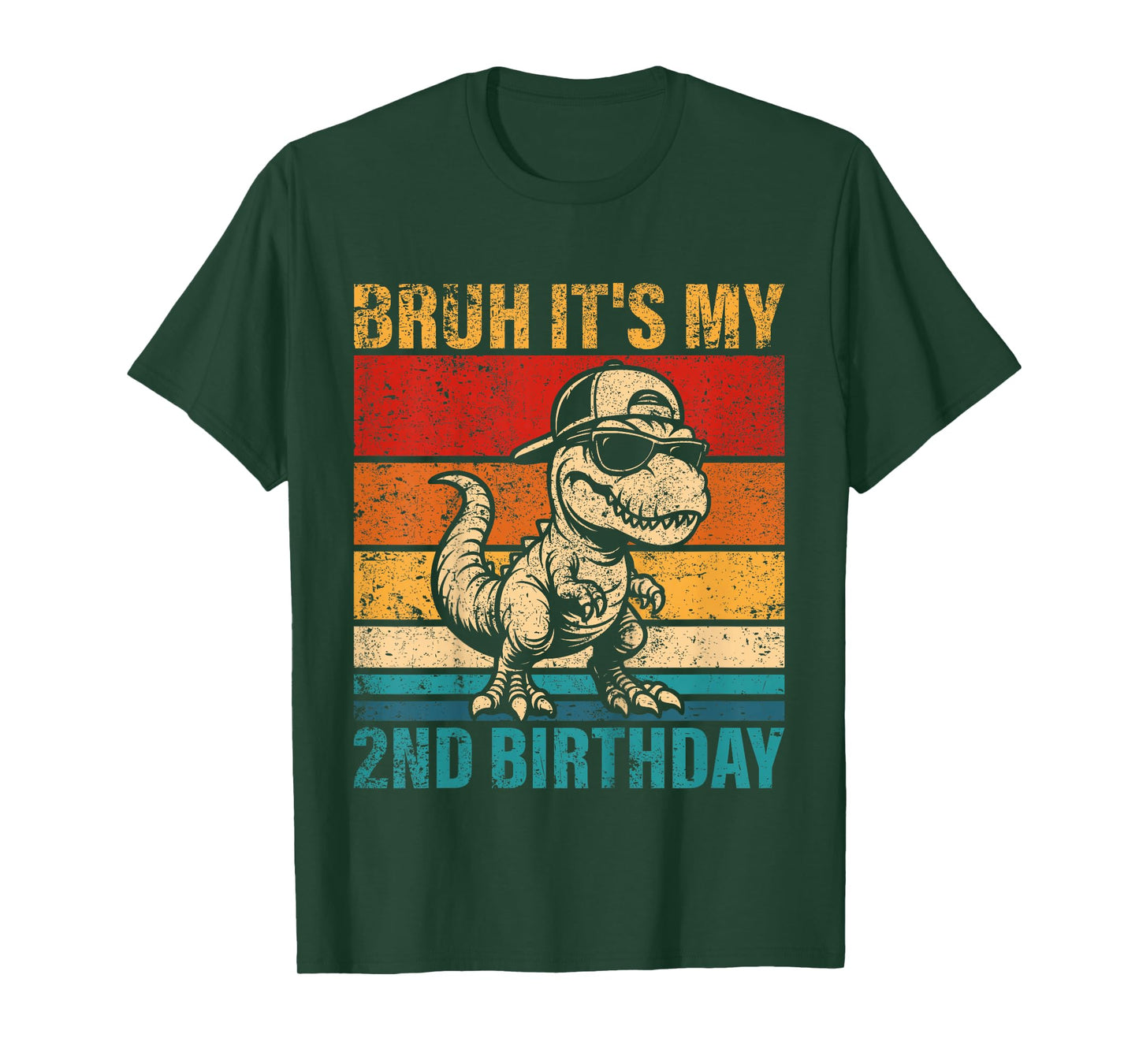 Kids 2 Year Old Birthday Boy Dinosaur Bruh It's My 2nd Birthday T-Shirt