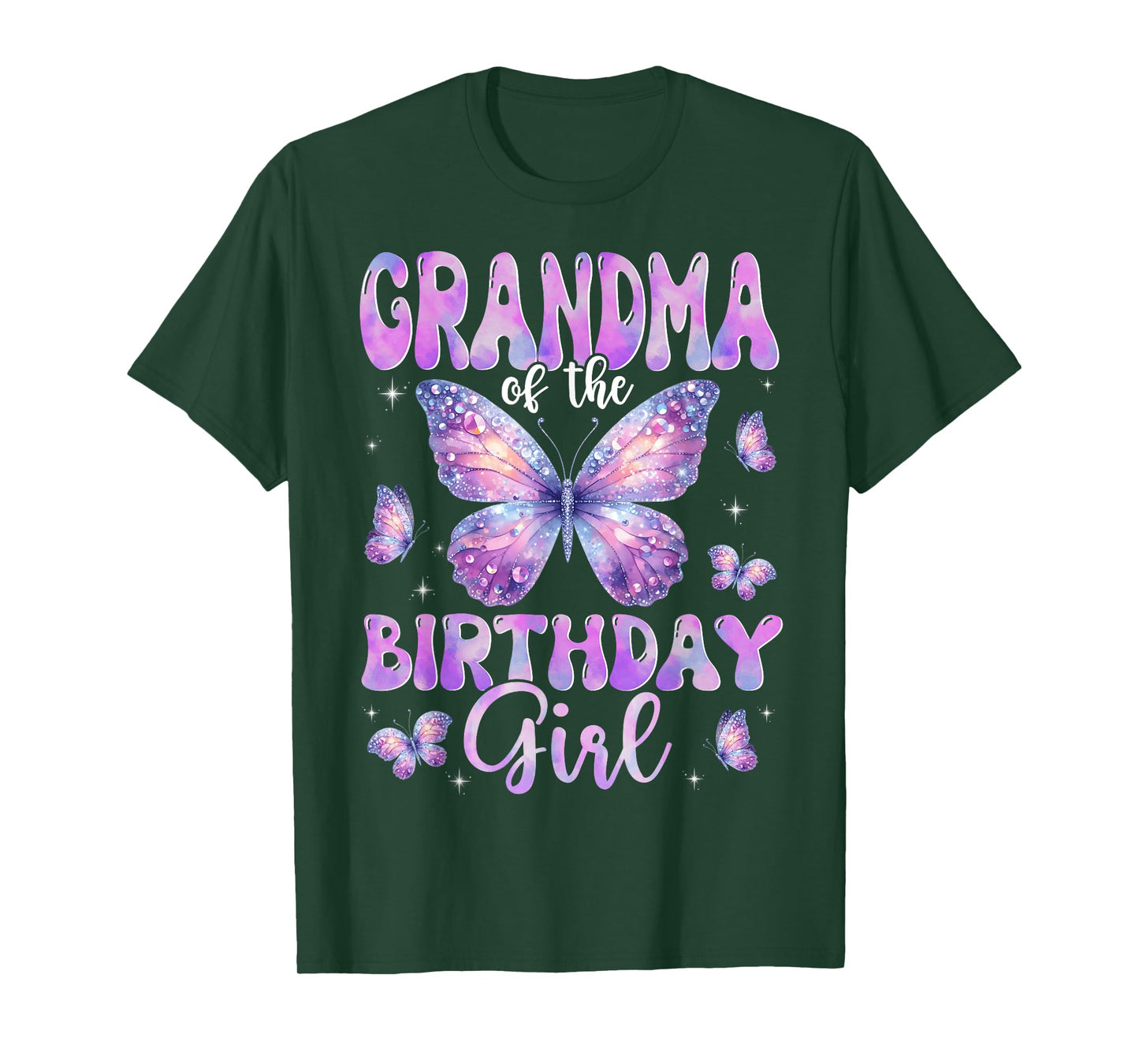 Grandma Of The Birthday Girl Butterfly Family Matching T-Shirt