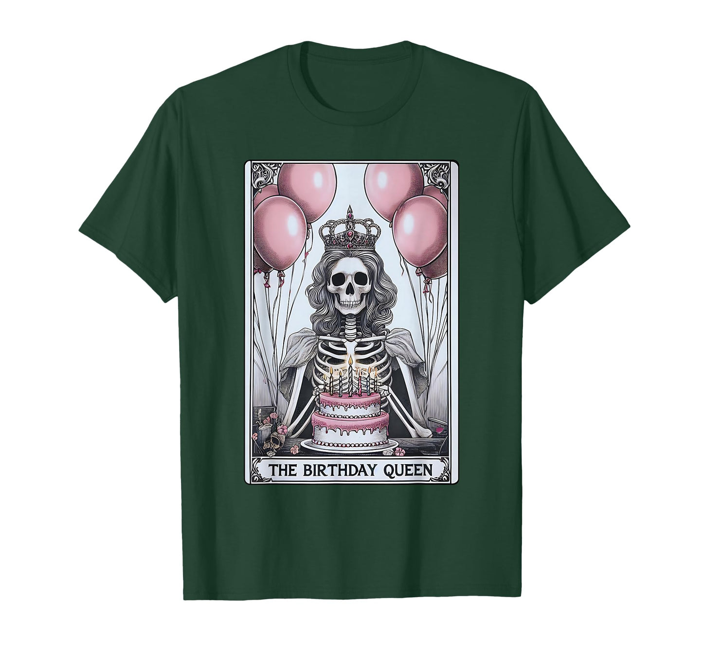 Birthday Queen Tarot Card Cute Gothic Skeleton Women Girls T-Shirt