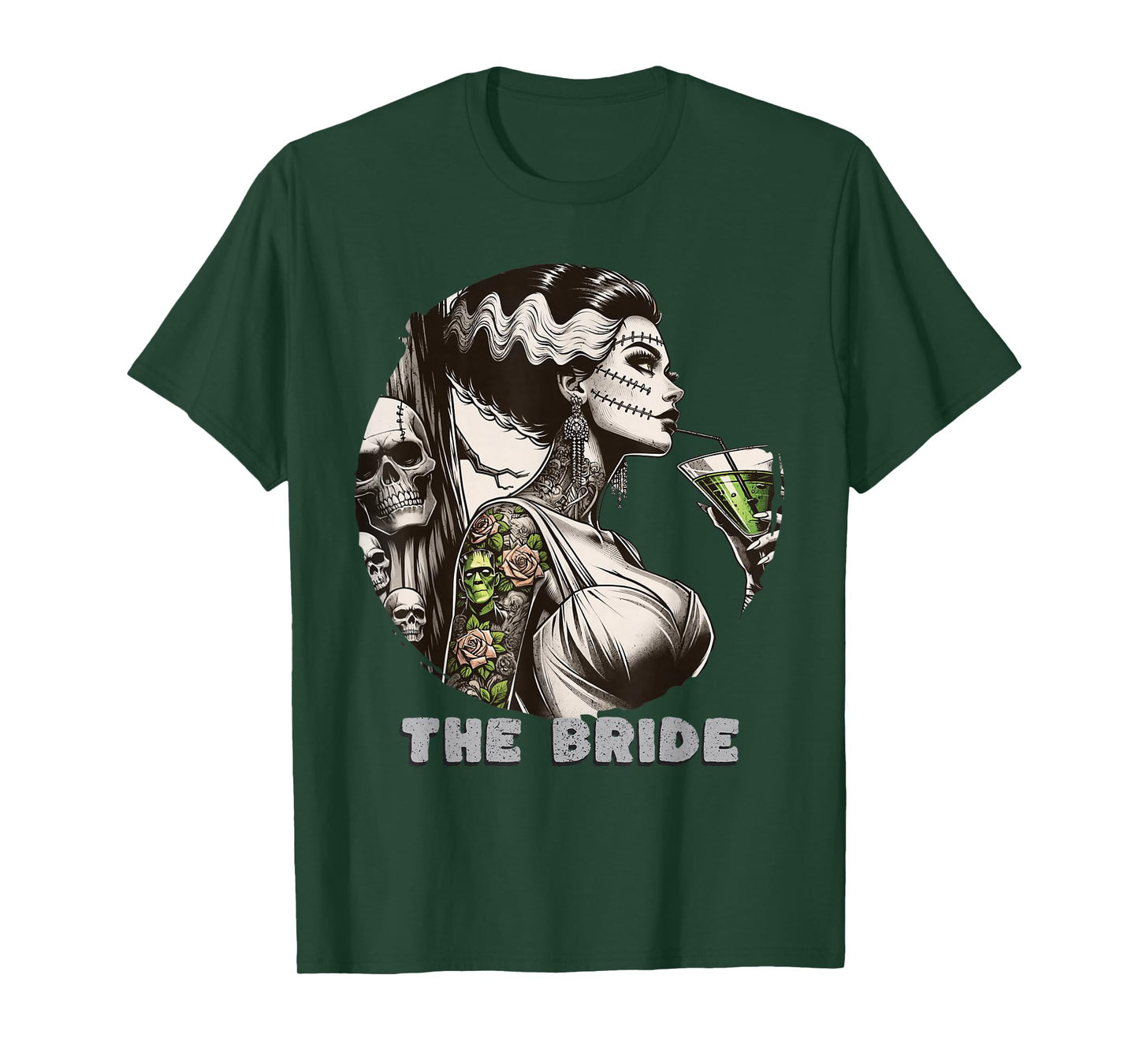 Funny The Bride The Monster Frankenstein Spooky Halloween T-Shirt