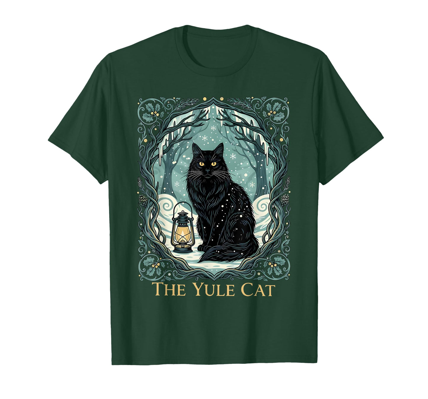 Creepmas Vintage The Yule Cat Tarot Card Dark Christmas T-Shirt