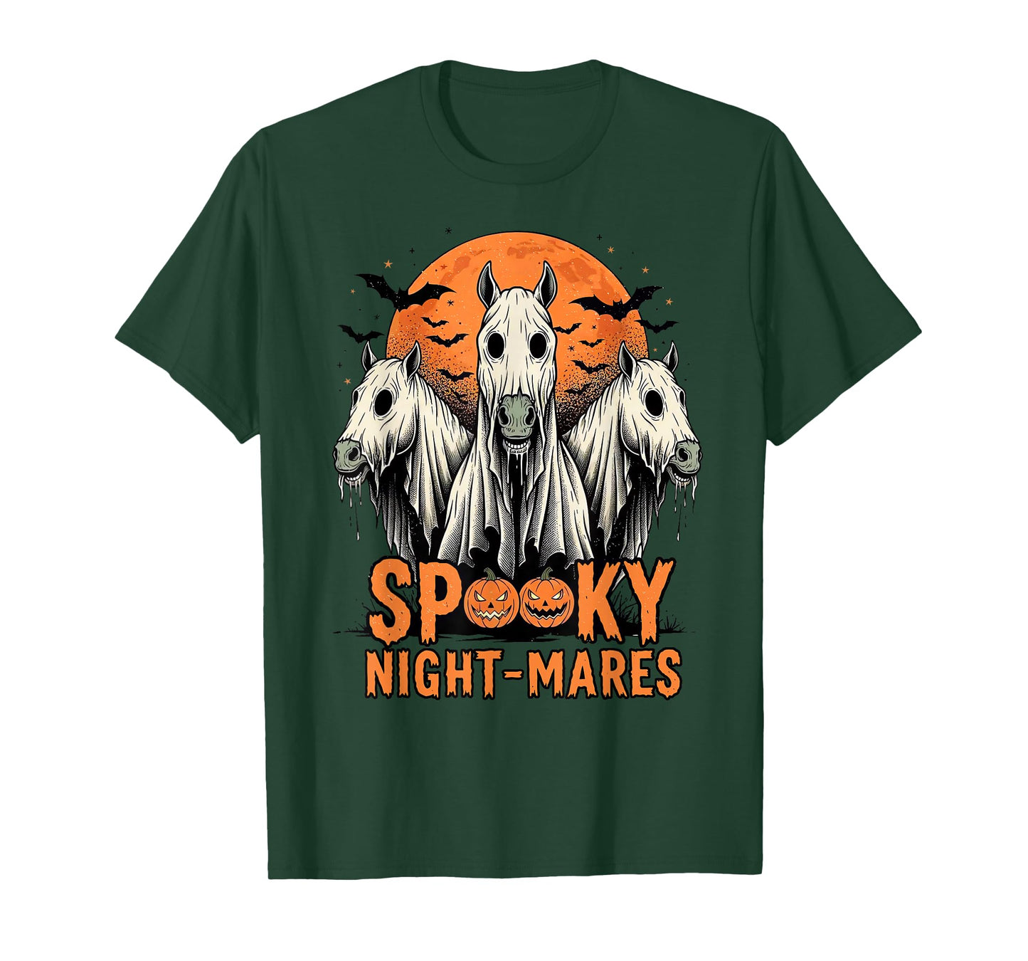 Horror Retro Spooky Night-Mares Horses Boo Ghosts Halloween T-Shirt