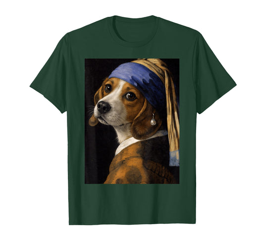 Girl with a Pearl Earring Beagle Funny Dog Meme T-Shirt
