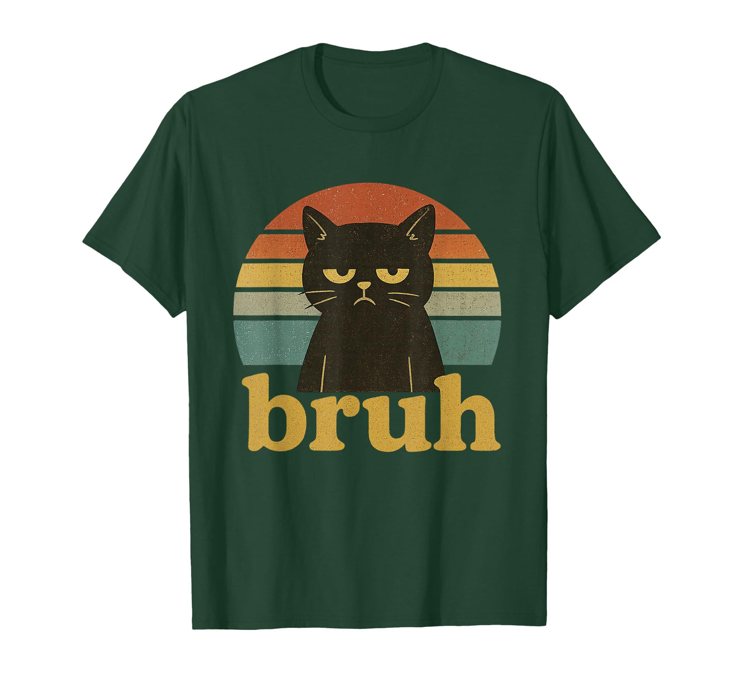 Funny Meme saying Bruh Retro Cat T-Shirt