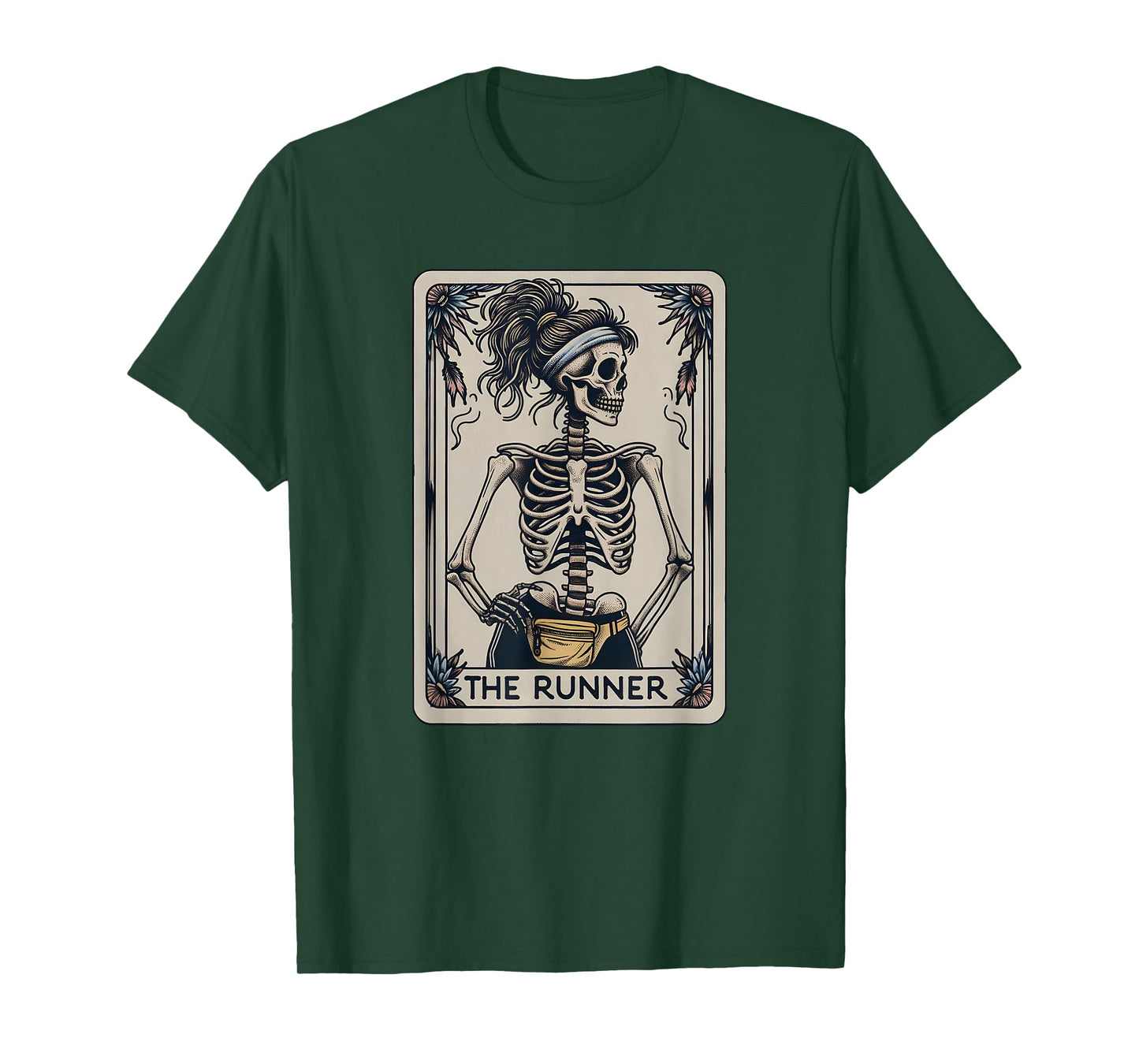 Funny Running Tarot Card, Funny Skeleton Halloween Runner T-Shirt