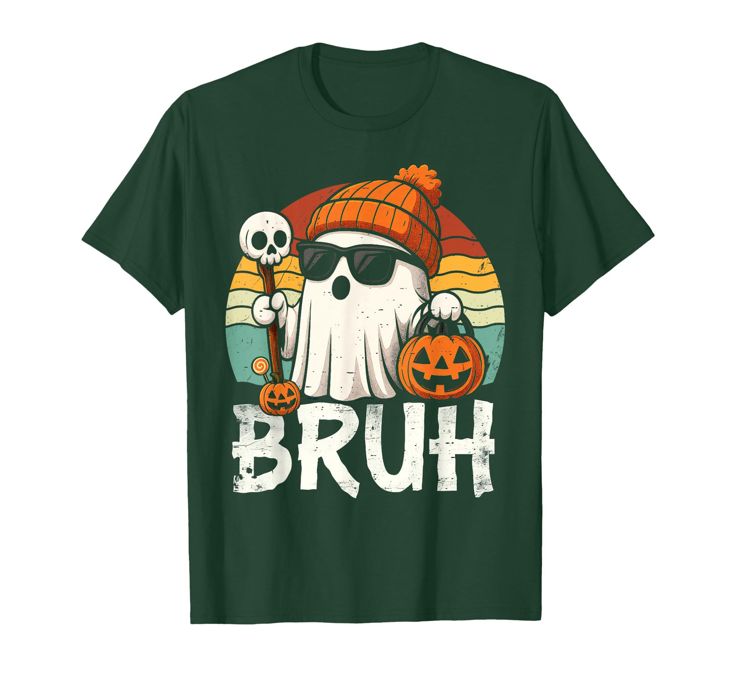 Bruh Ghost Halloween Cute Ghost Trick Or Treat Candy Kids T-Shirt