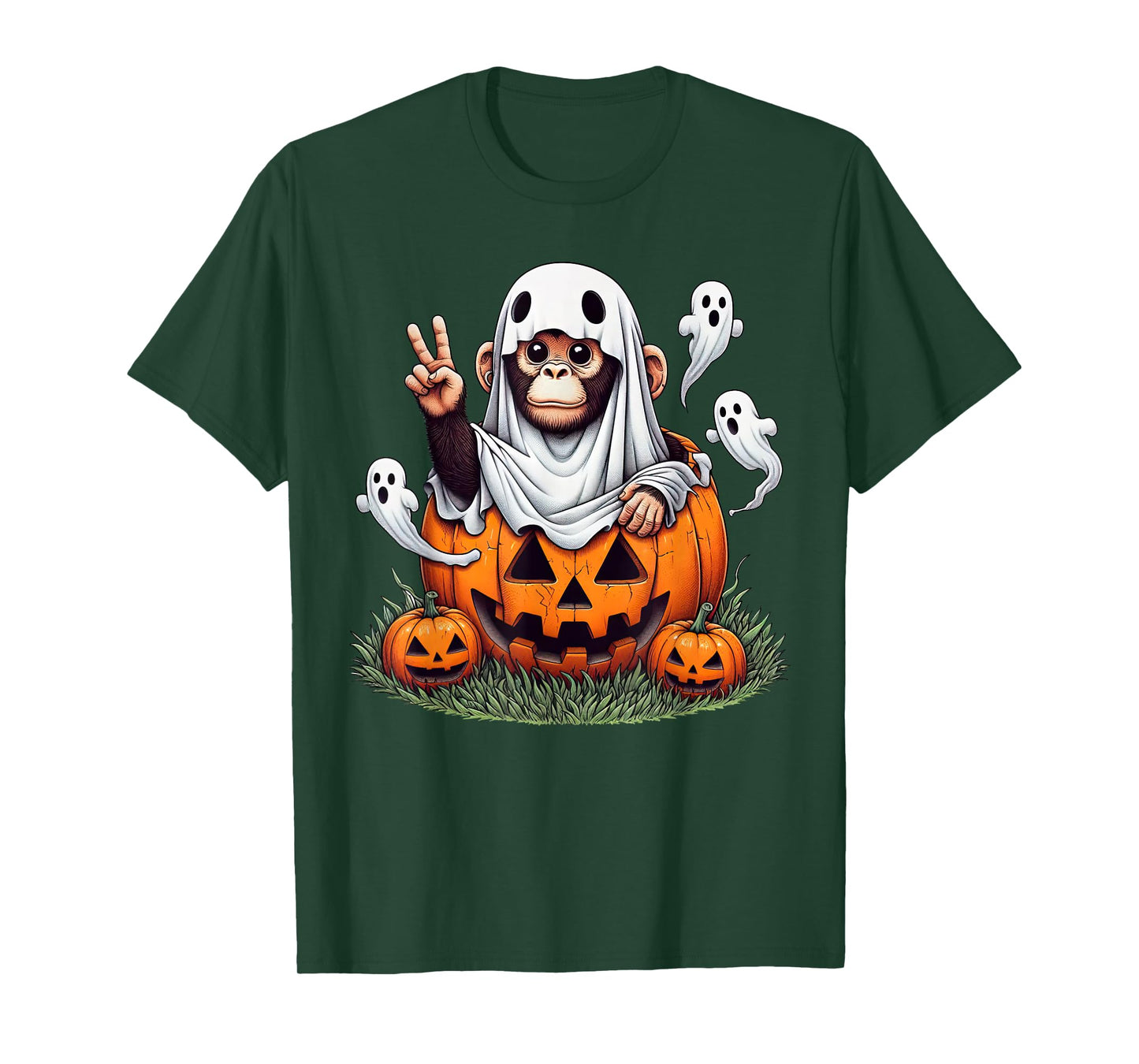 Funny Monkey Ghost Boo Halloween Monkey Womens Mens Kids T-Shirt