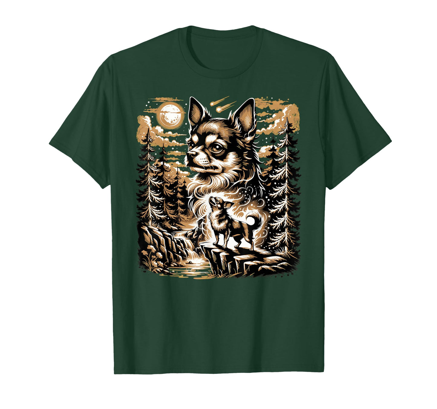 Chihuahua Howling to The Moon Vintage T-Shirt