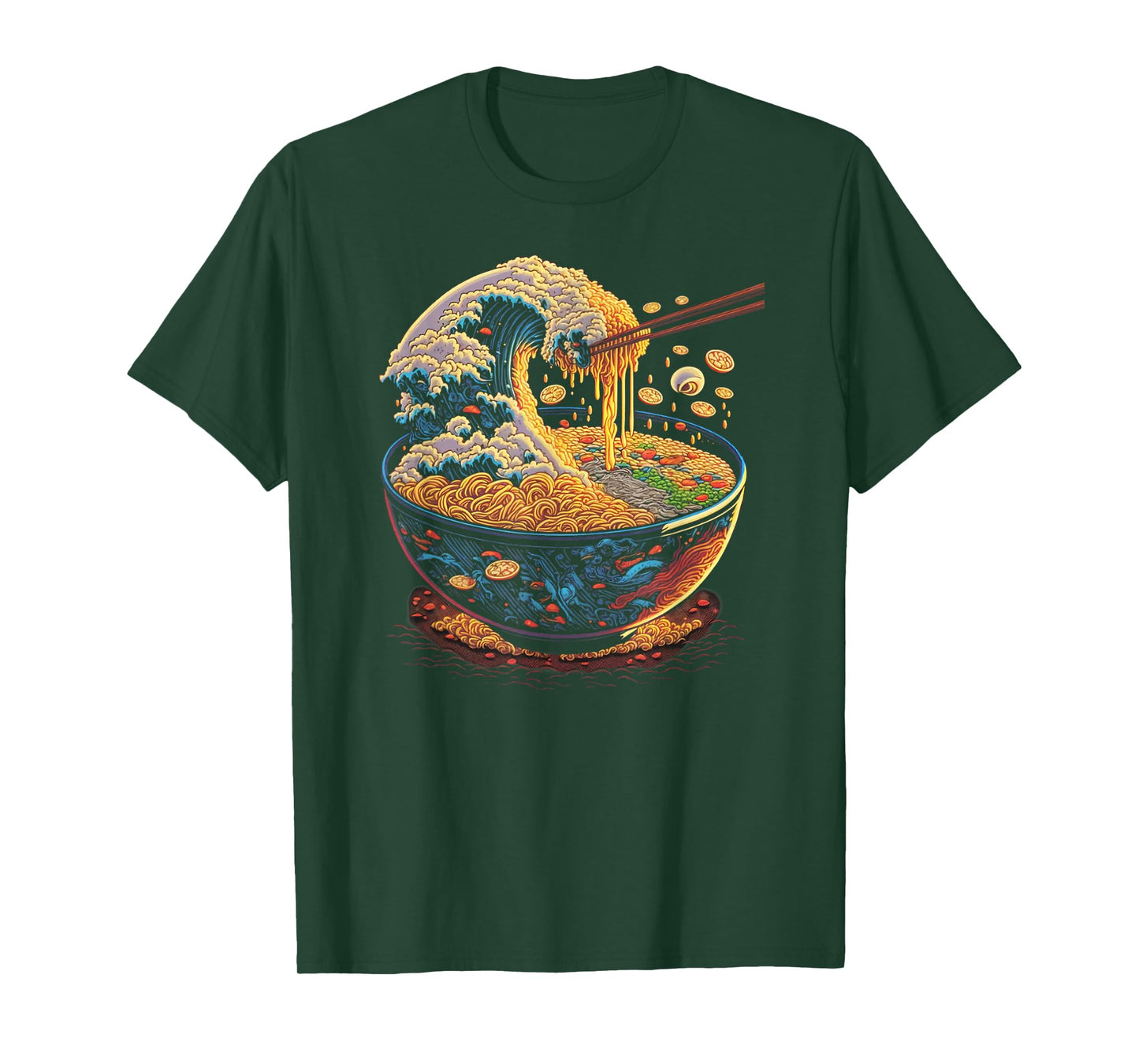 Japanese Kanagawa Wave Ramen Graphic Retro Anime Noodles Art T-Shirt
