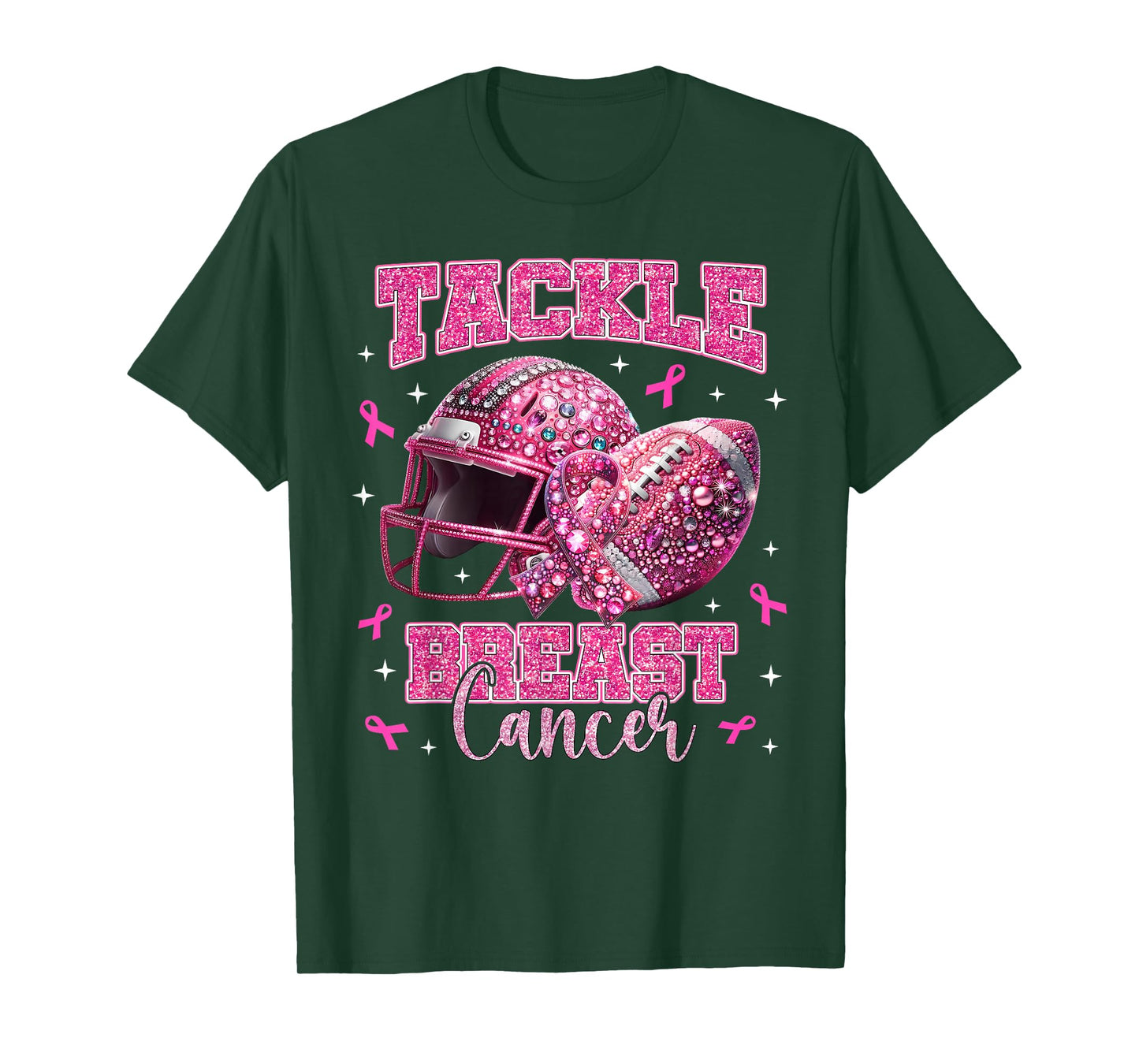 Tackle Breast Cancer Awareness American Football Pink Ribbon T-Shirt