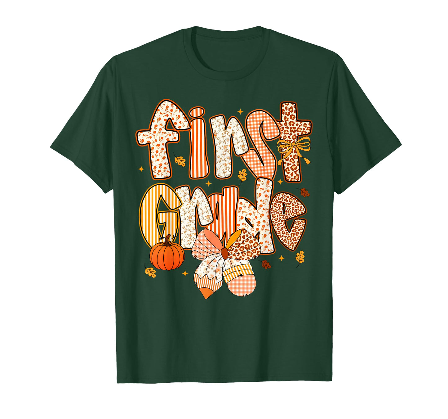 First Grade Fall Floral Coquette Bow Teachers Students T-Shirt
