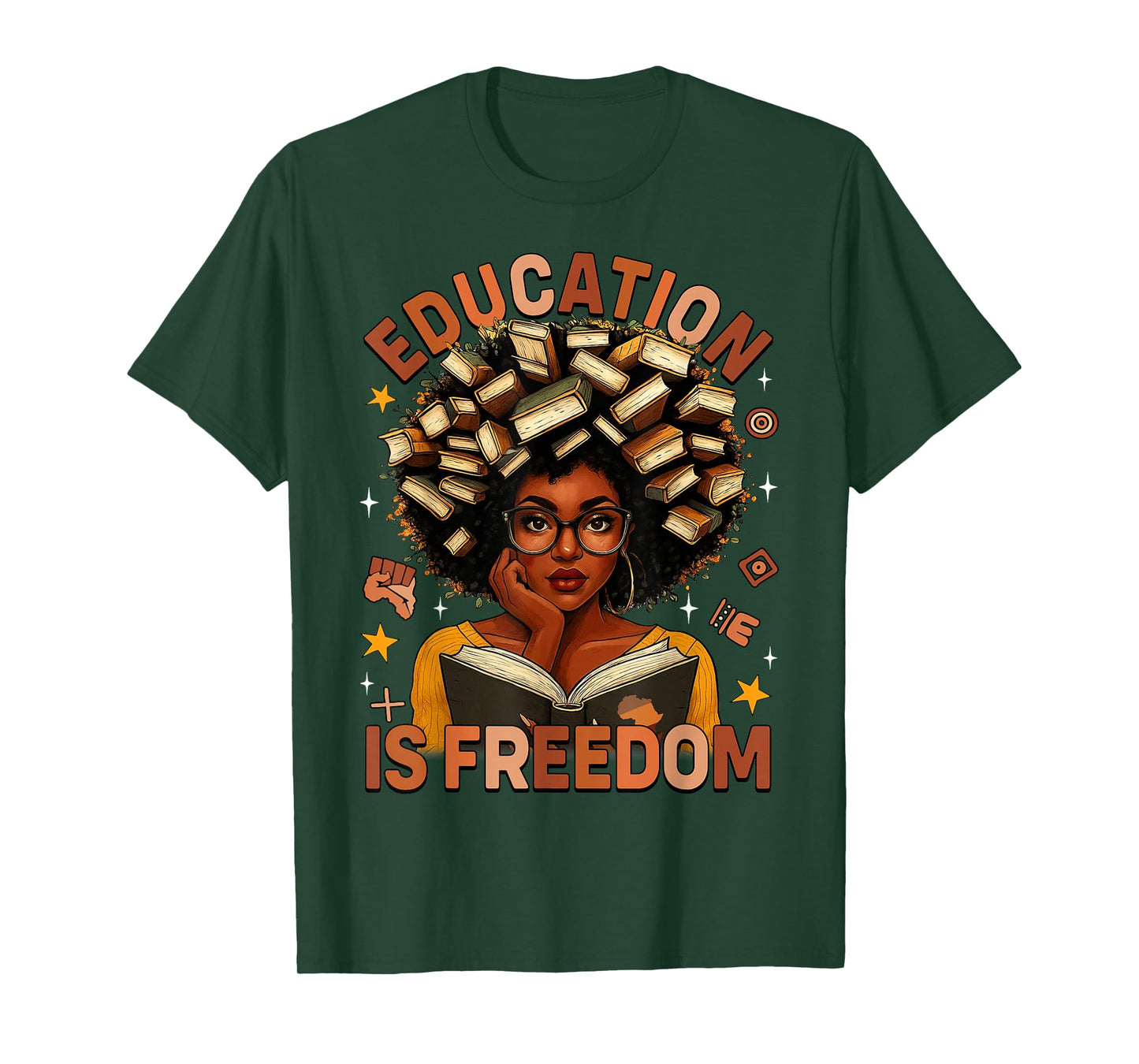 Education is Freedom Black Teacher Books Black History Month T-Shirt