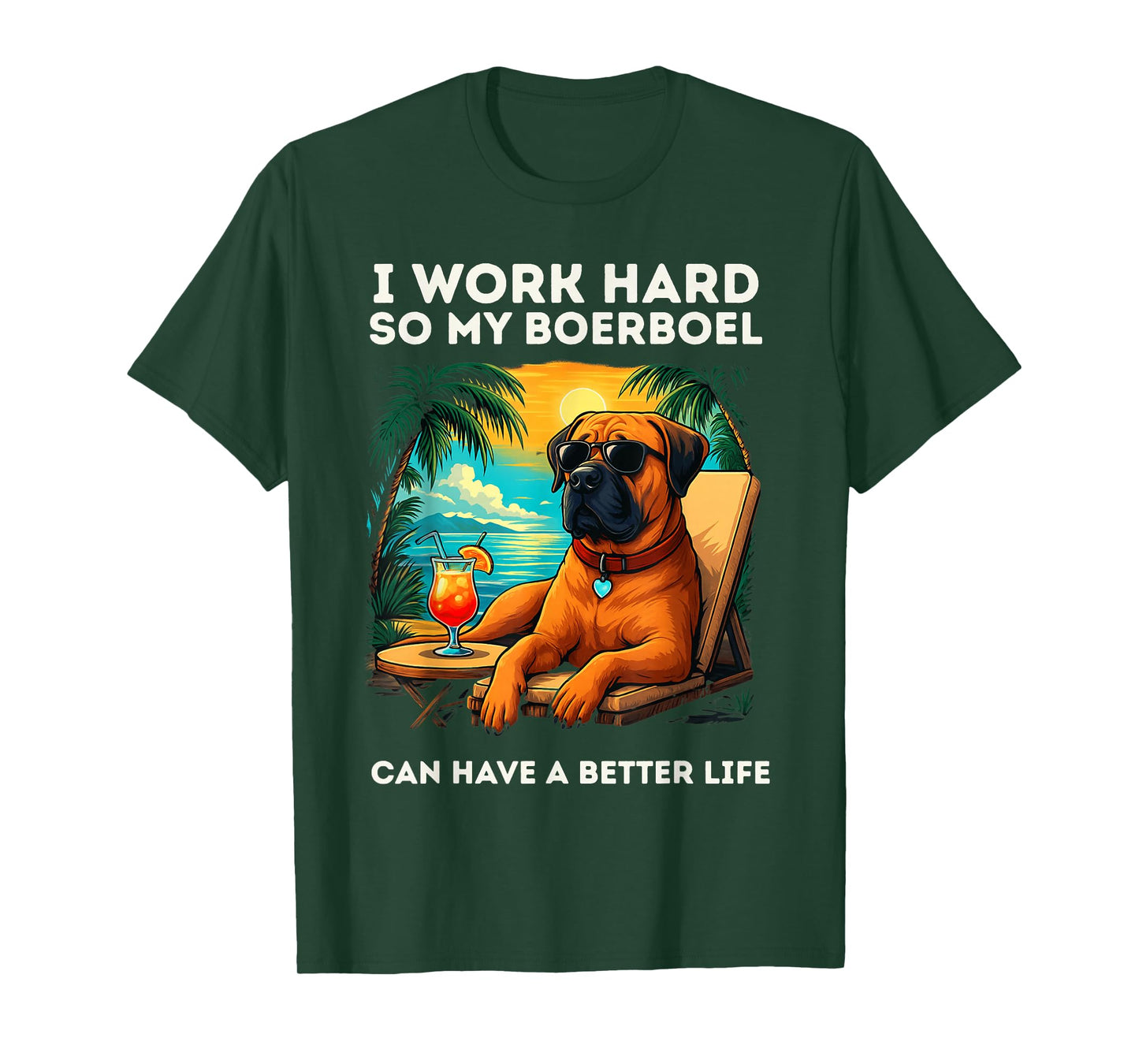 Boerboel Lover I Work Hard Design Funny Boerboel Dog T-Shirt