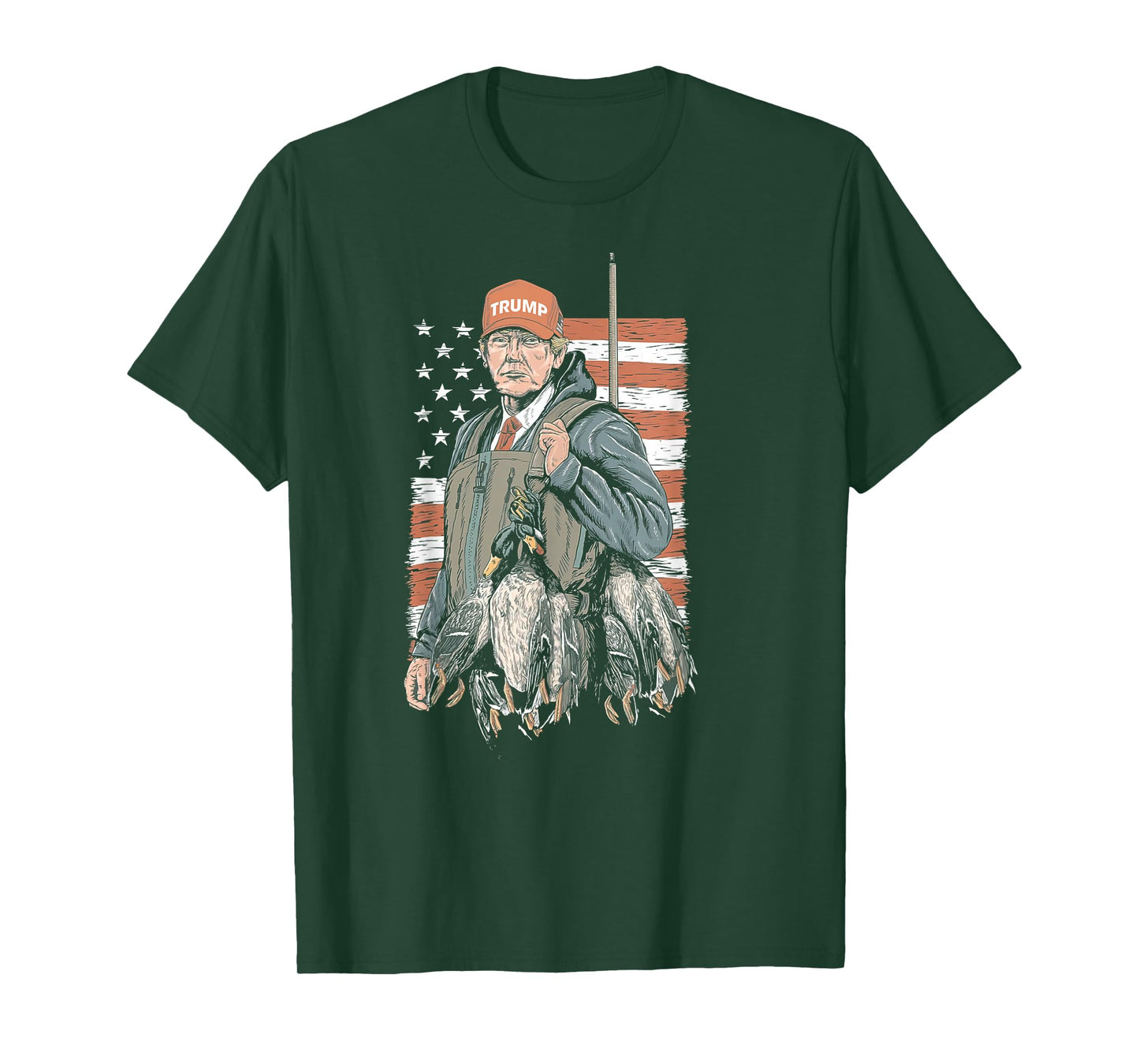 Duck Hunting Trump Camo Hello Hunting Season US Flag T-Shirt