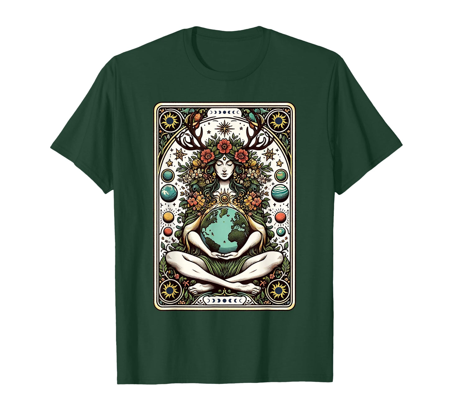Gaia Greek Goddess Pagan Mother Earth Nature Tarot Card T-Shirt