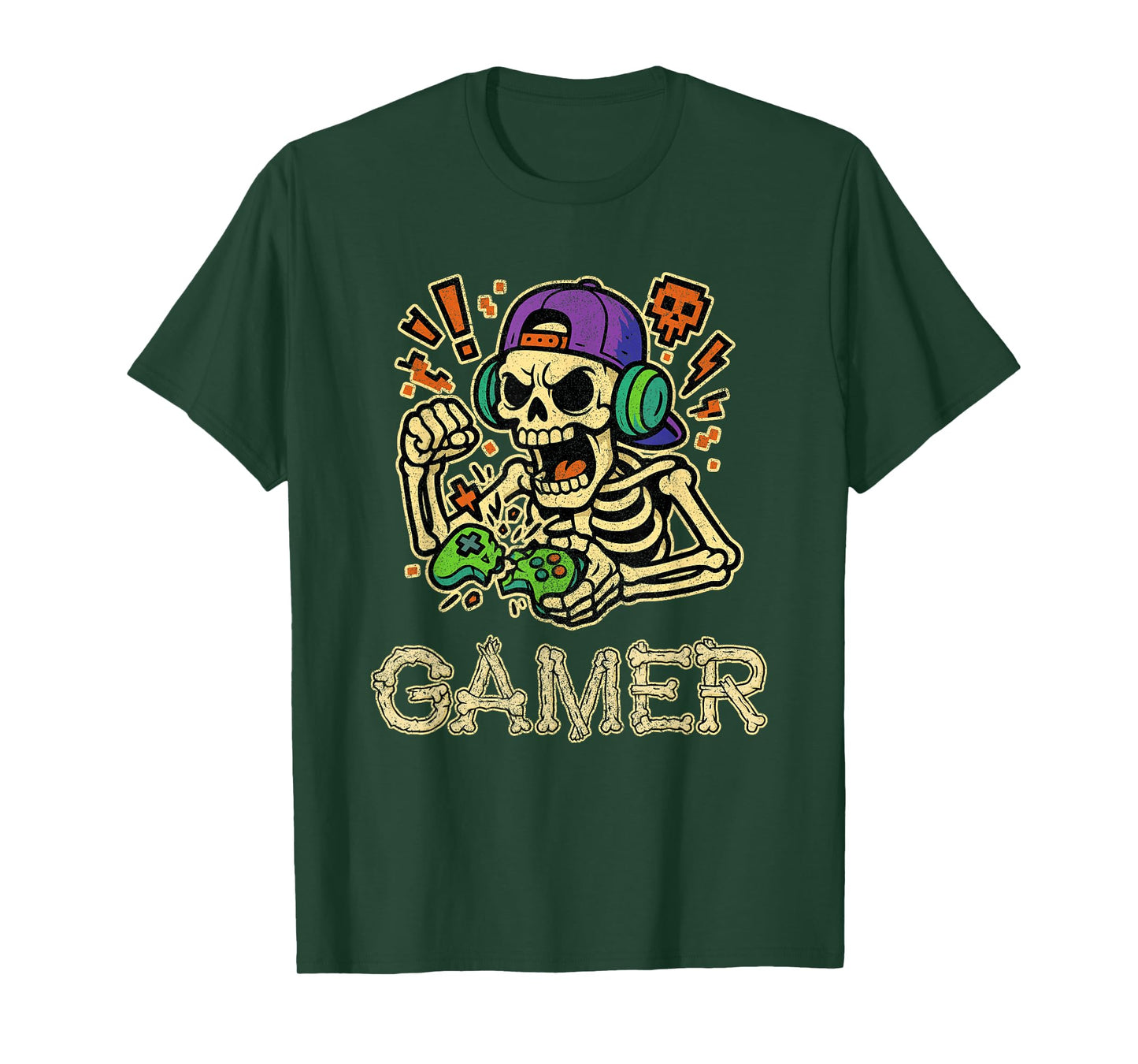Funny Gamer Skeleton Gamer Teen Boys Video Gaming T-Shirt
