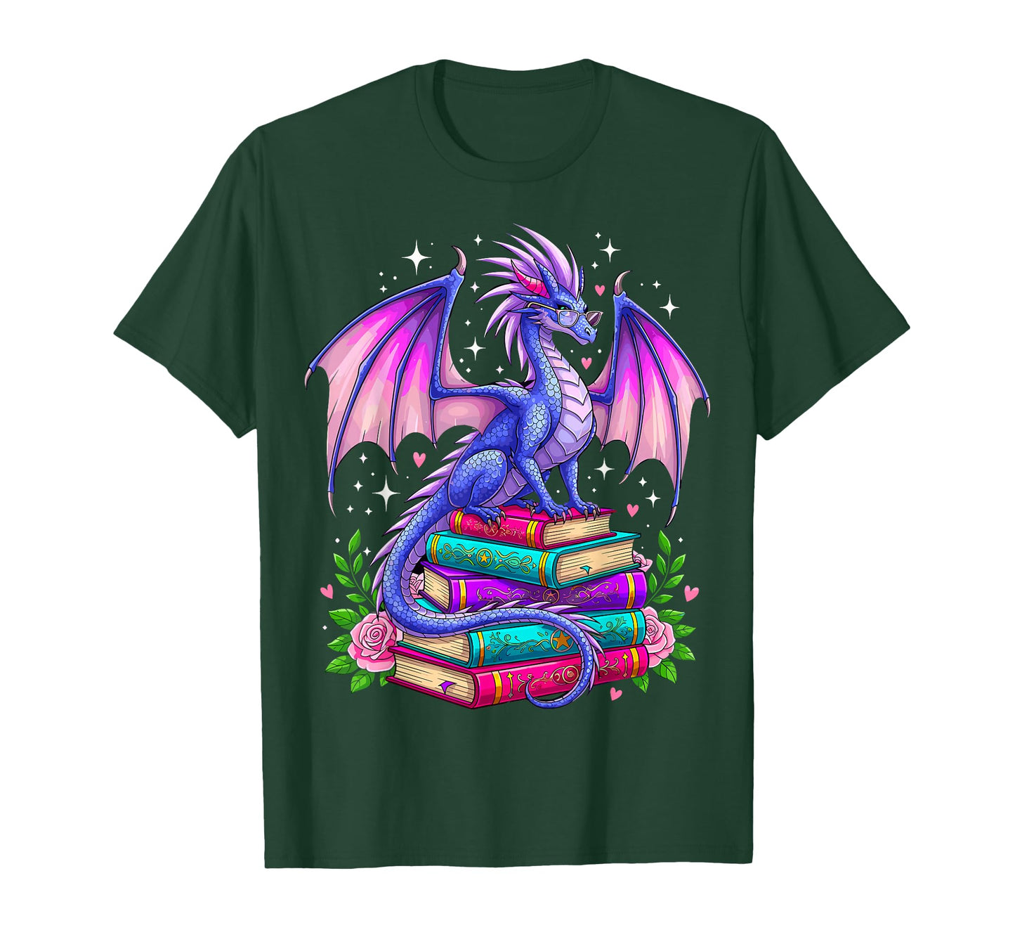 Fantasy Dragon Reading Books Bookworm T-Shirt