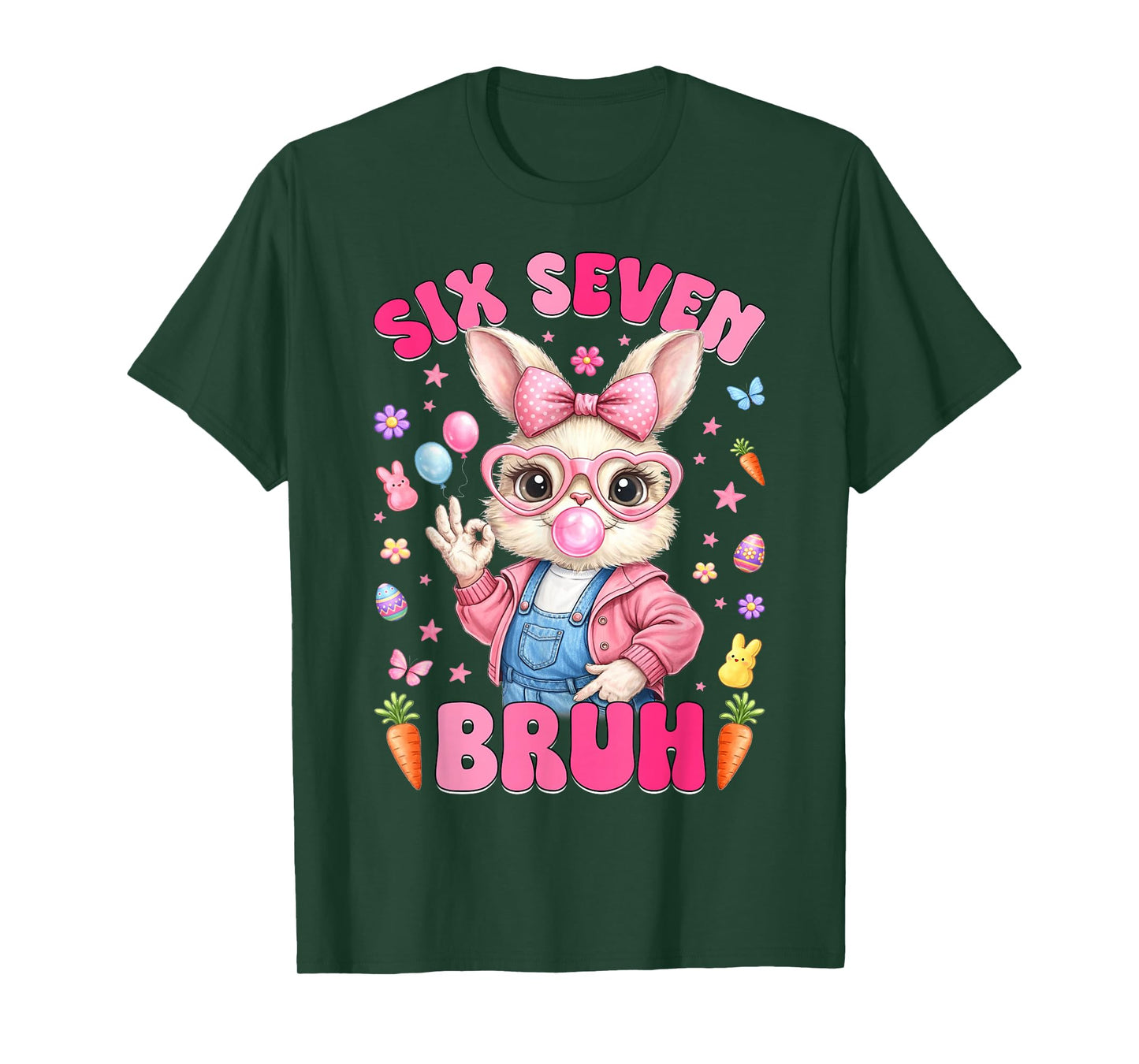 67 Six Seven Bruh Cute Bunny Rabbit Face Easter Day Girl Kid T-Shirt
