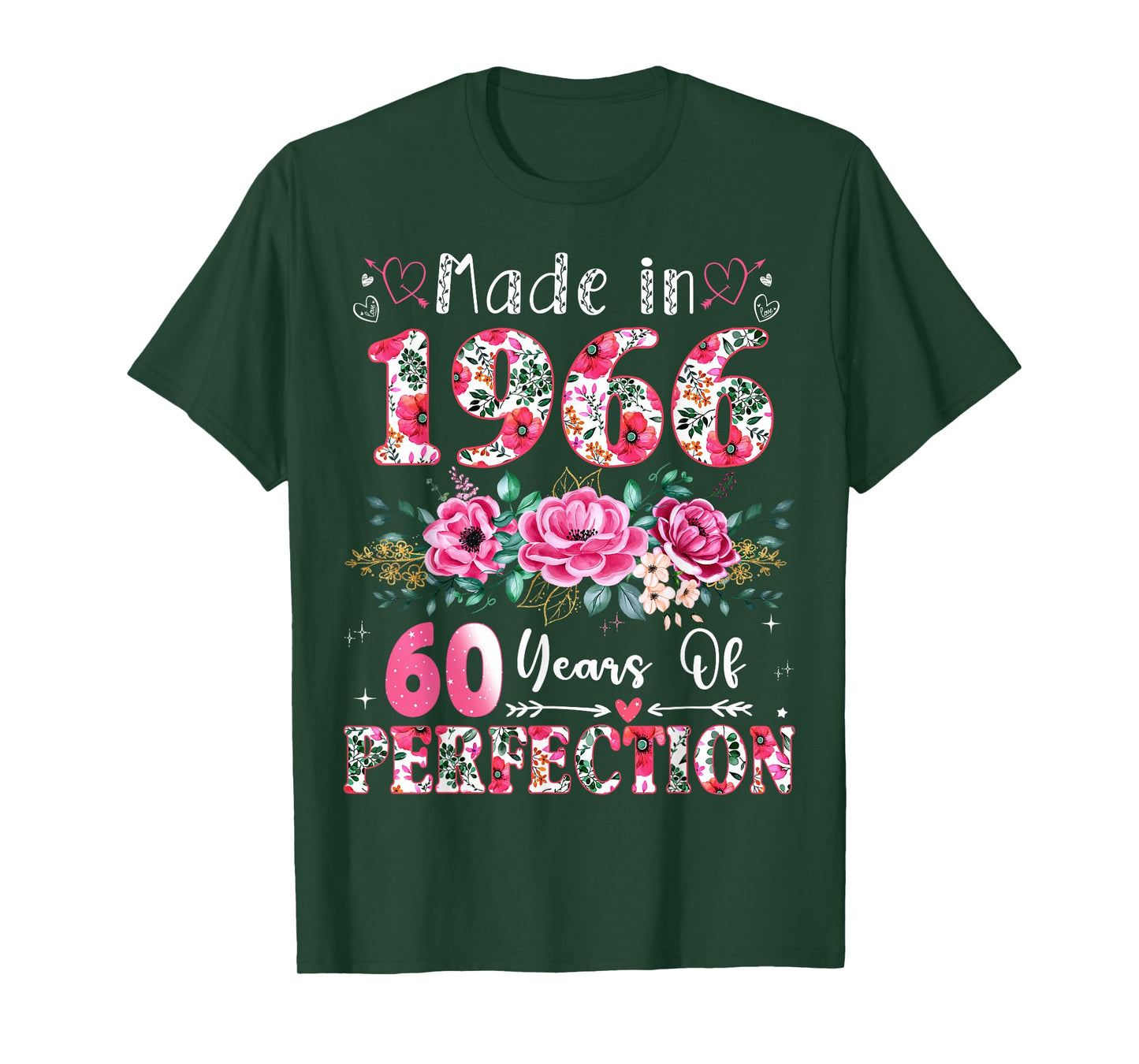 60 Year Old Made in 1966 Floral 60th Birthday Women T-Shirt