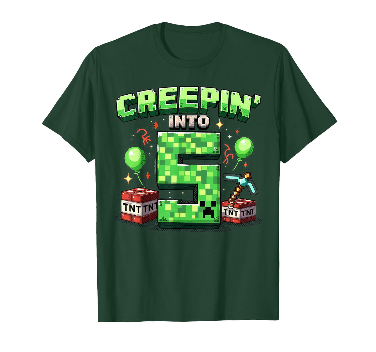 It's My 5th Birthday Boy Gamer Creepin’ Into 5 Gamer Pixel T-Shirt