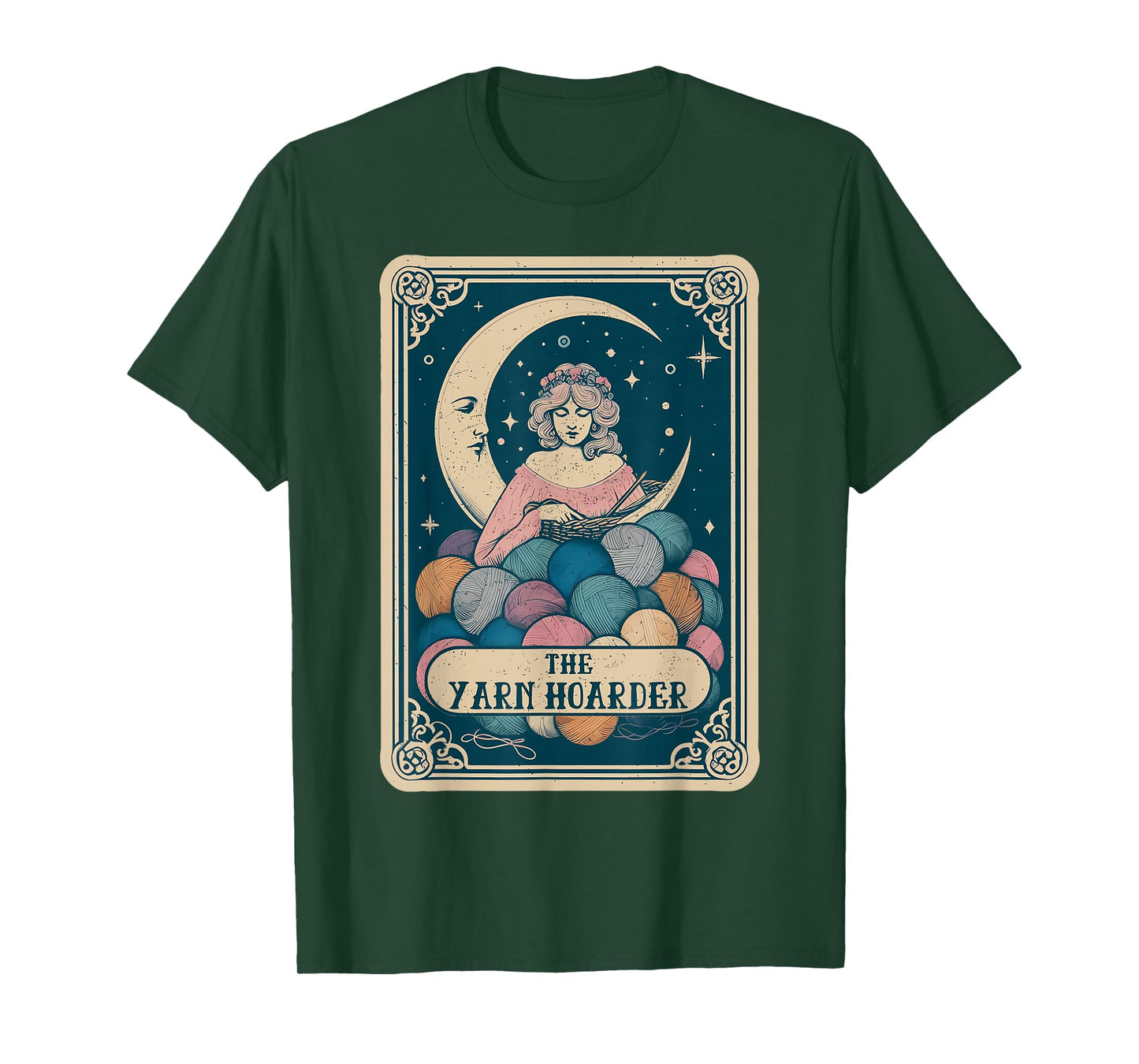 Vintage Gothic Tarot Card Yarn Hoarder Knitter Crochet Lover T-Shirt