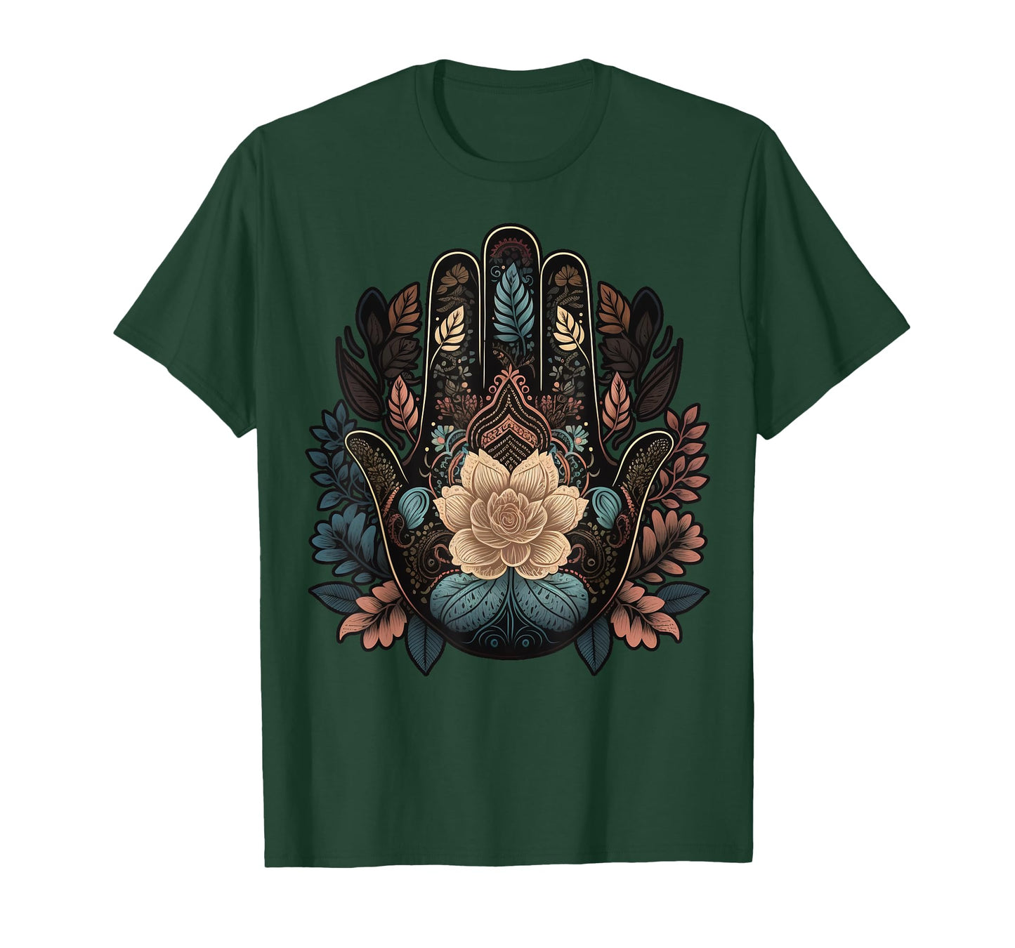Floral Khamsah or Hand of Fatima on flower Hand of Hamsa T-Shirt