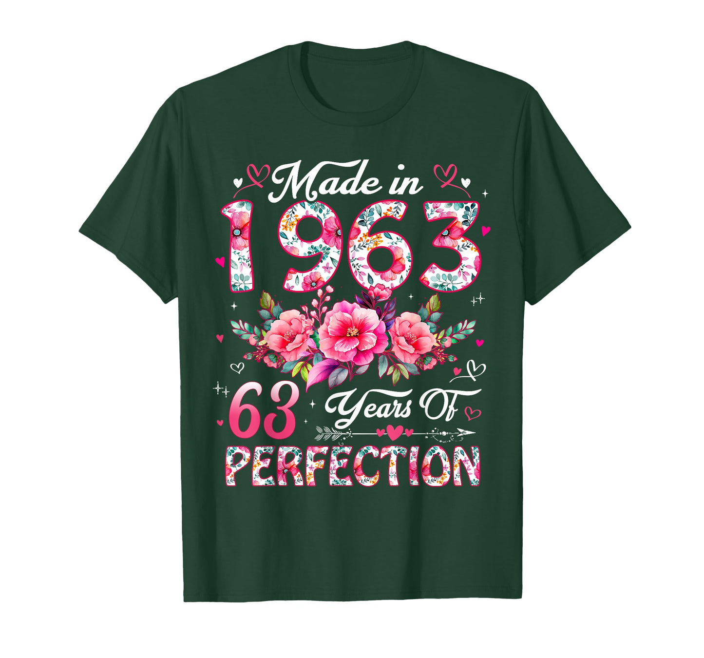 63 Year Old Made in 1963 Floral 63rd Birthday Women T-Shirt