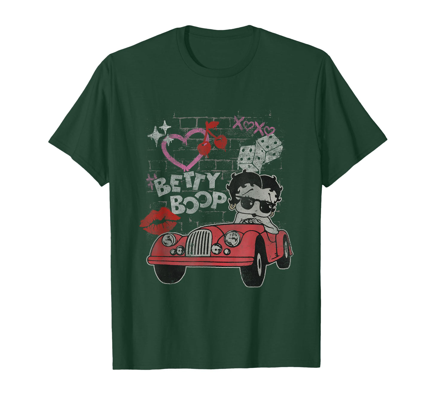 Betty Boop Kisses Distressed Heart Betty T-Shirt