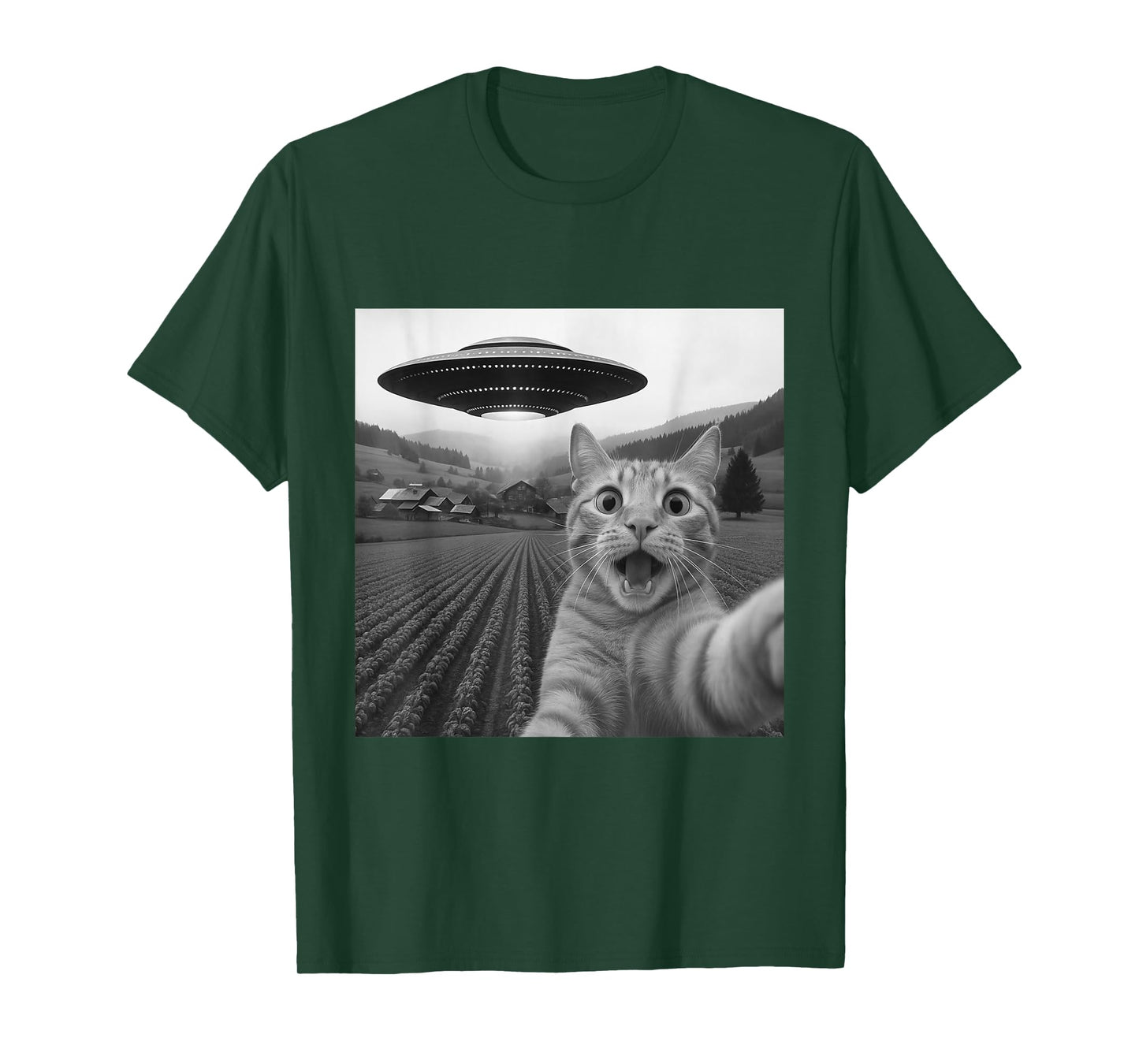 Cat Selfie with Alien UFO Funny Cat Gifts for Men Women Kid T-Shirt
