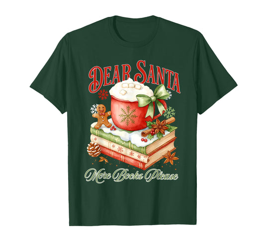 Retro Dear Santa More Books Please Reading Book Christmas T-Shirt