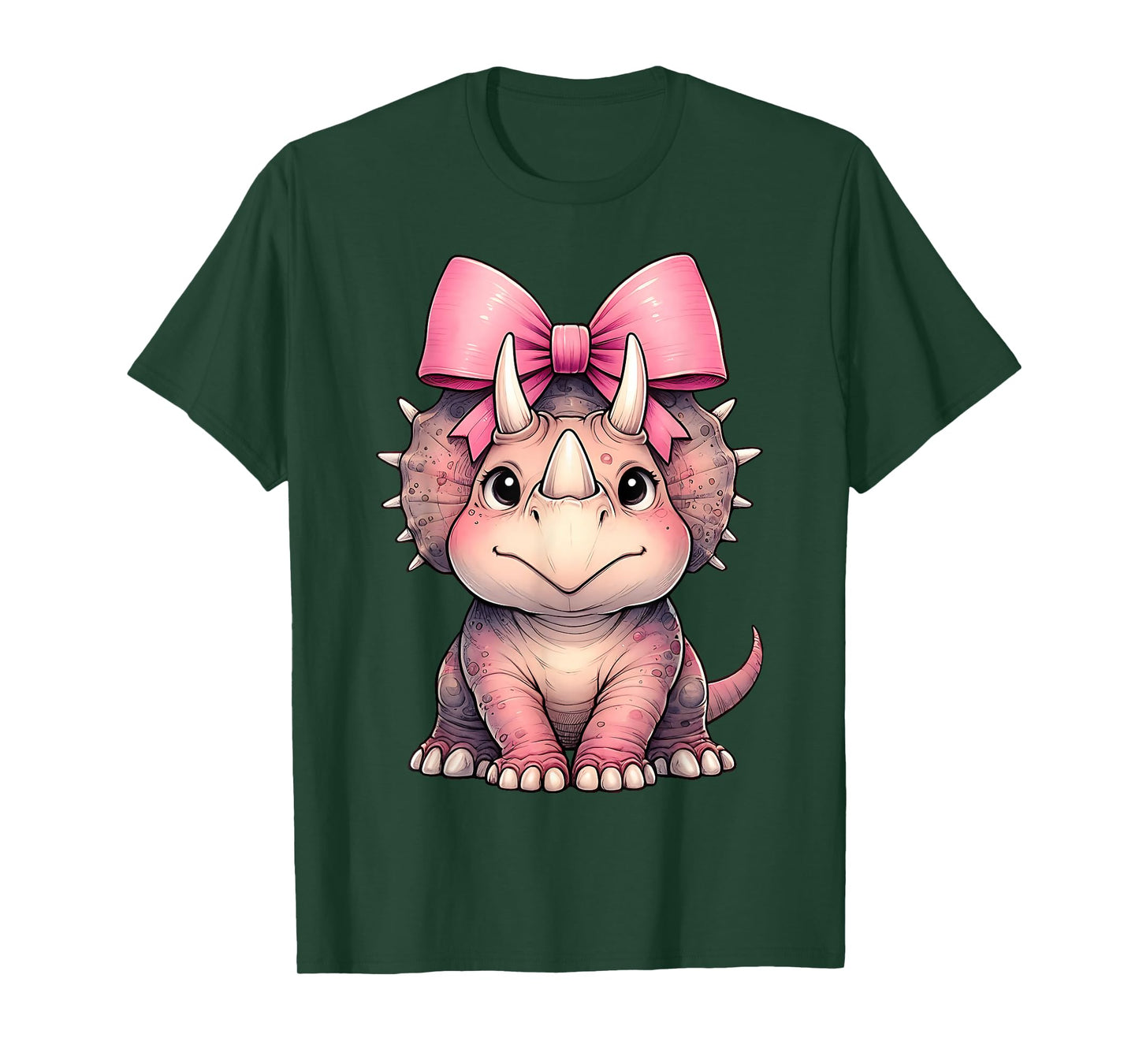 Coquette Bow Triceratops Dinosaur Pink Ribbon Mom Girl T-Shirt