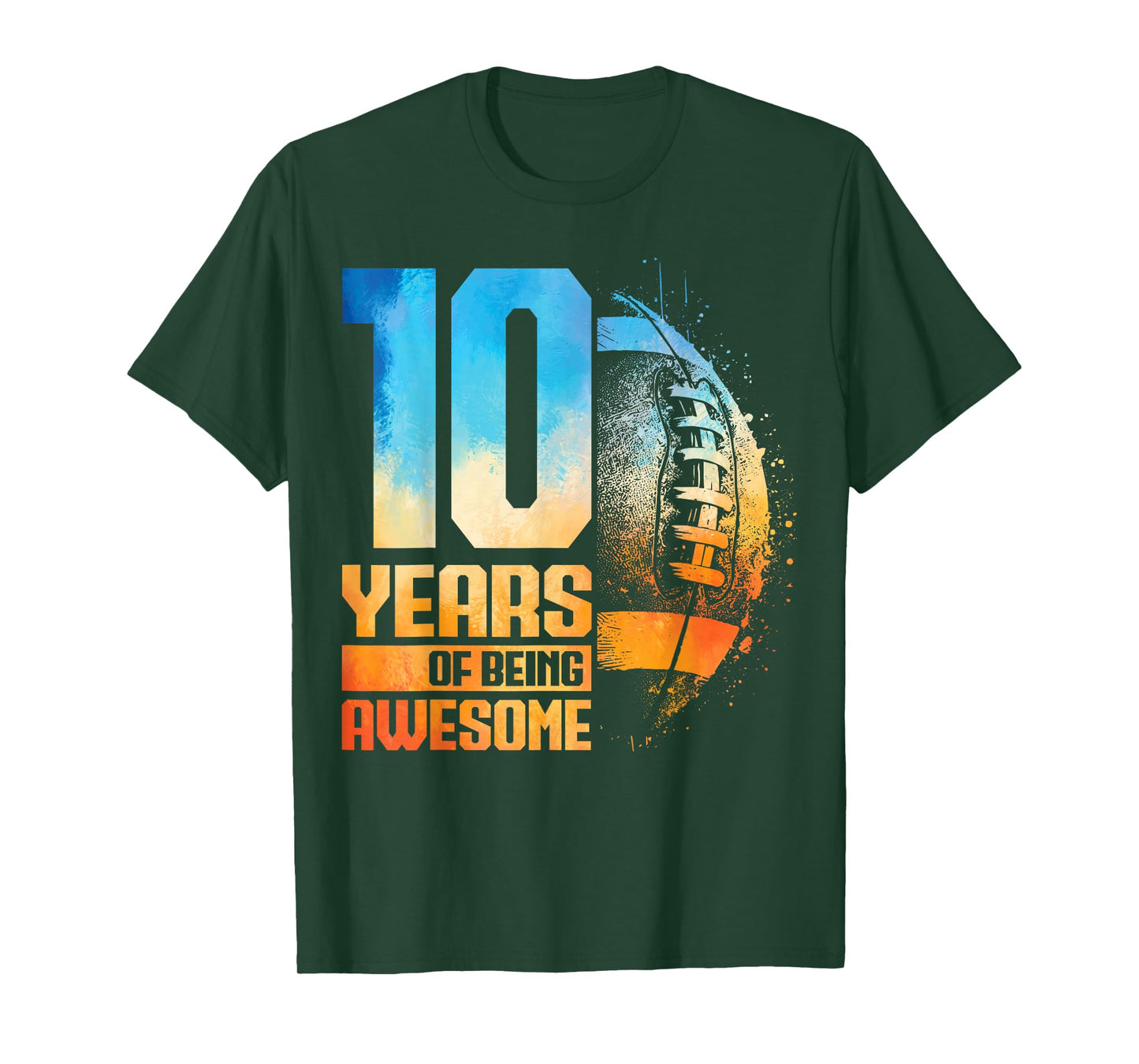 10th Birthday Retro American Football 10 Years Old Boy Girl T-Shirt
