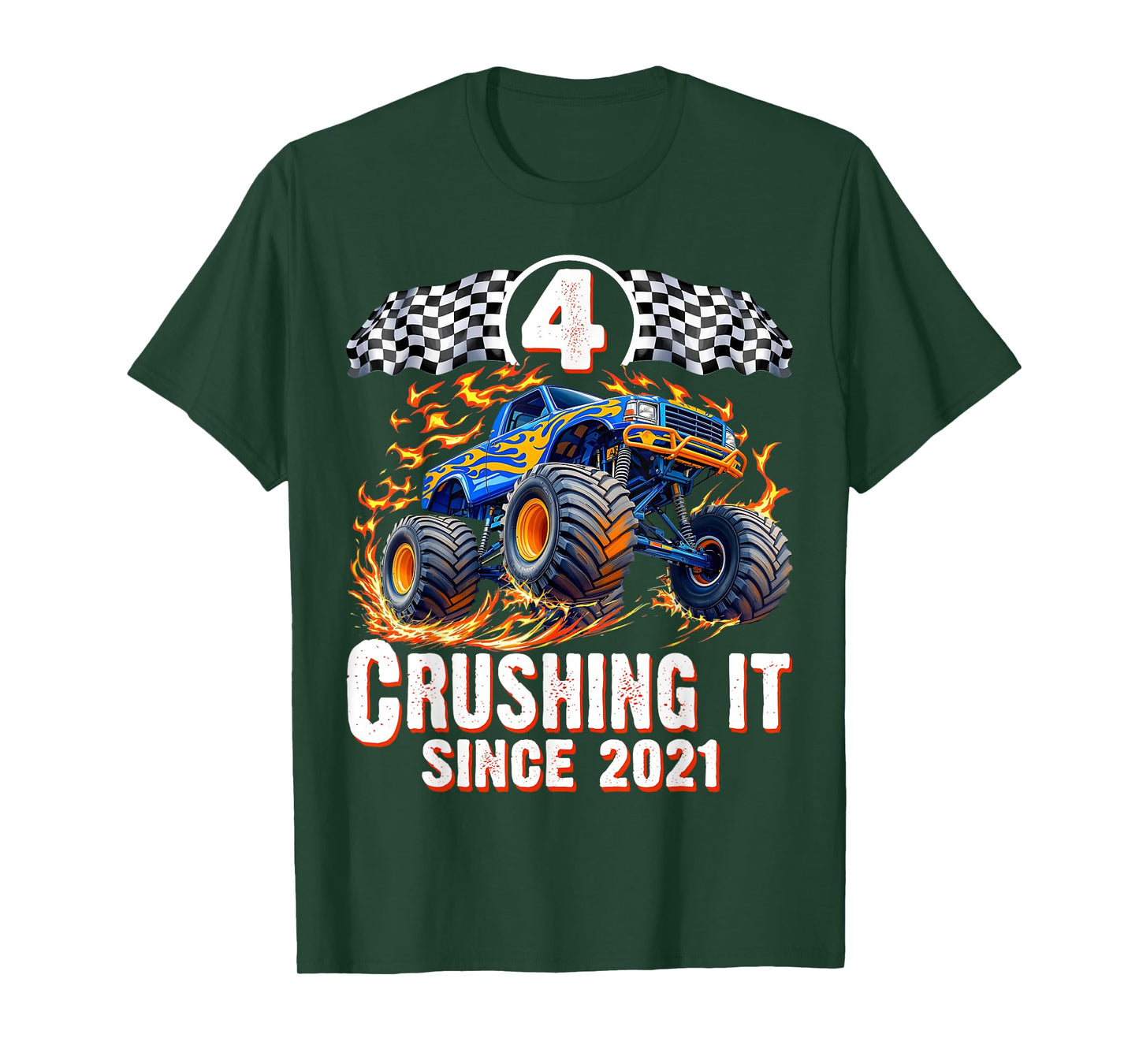 Birthday Monster Truck 4 years Old Boys 4th Party Born 2021 T-Shirt