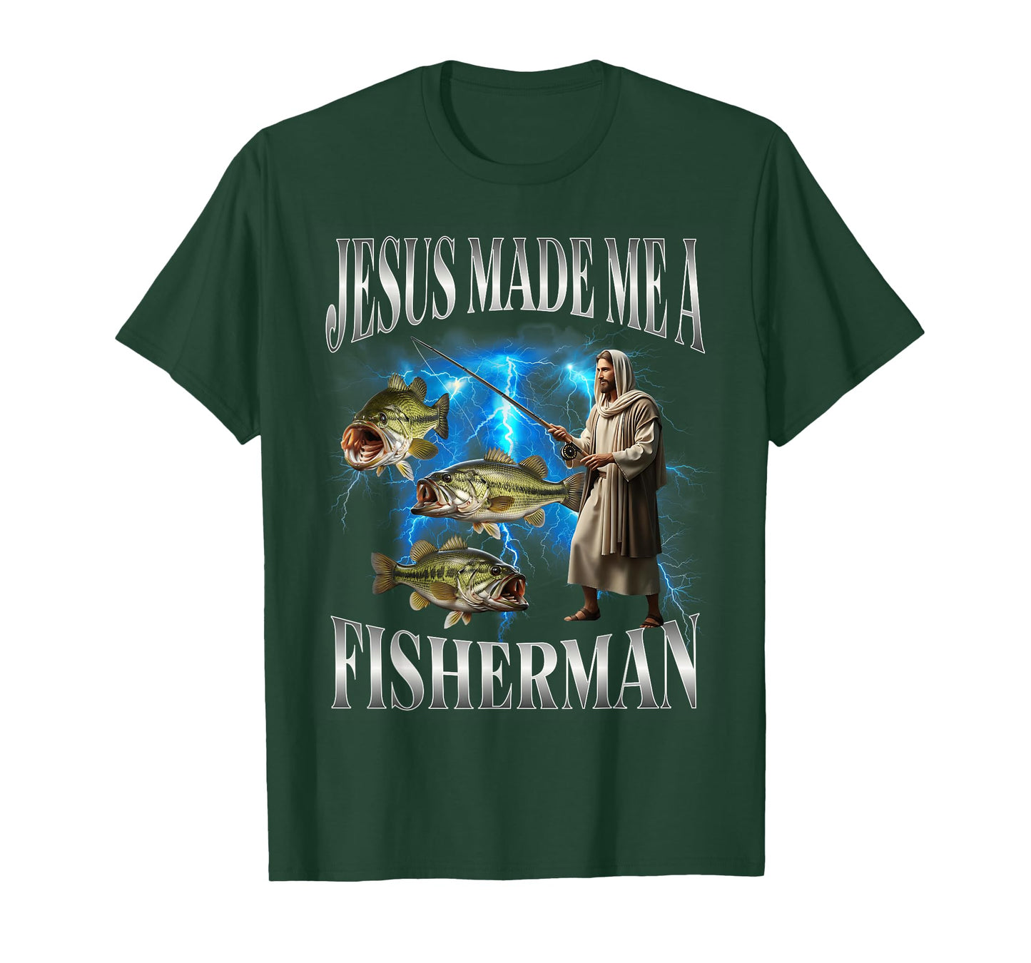 Jesus Made Me A Fisherman Christian Religion Fishing T-Shirt