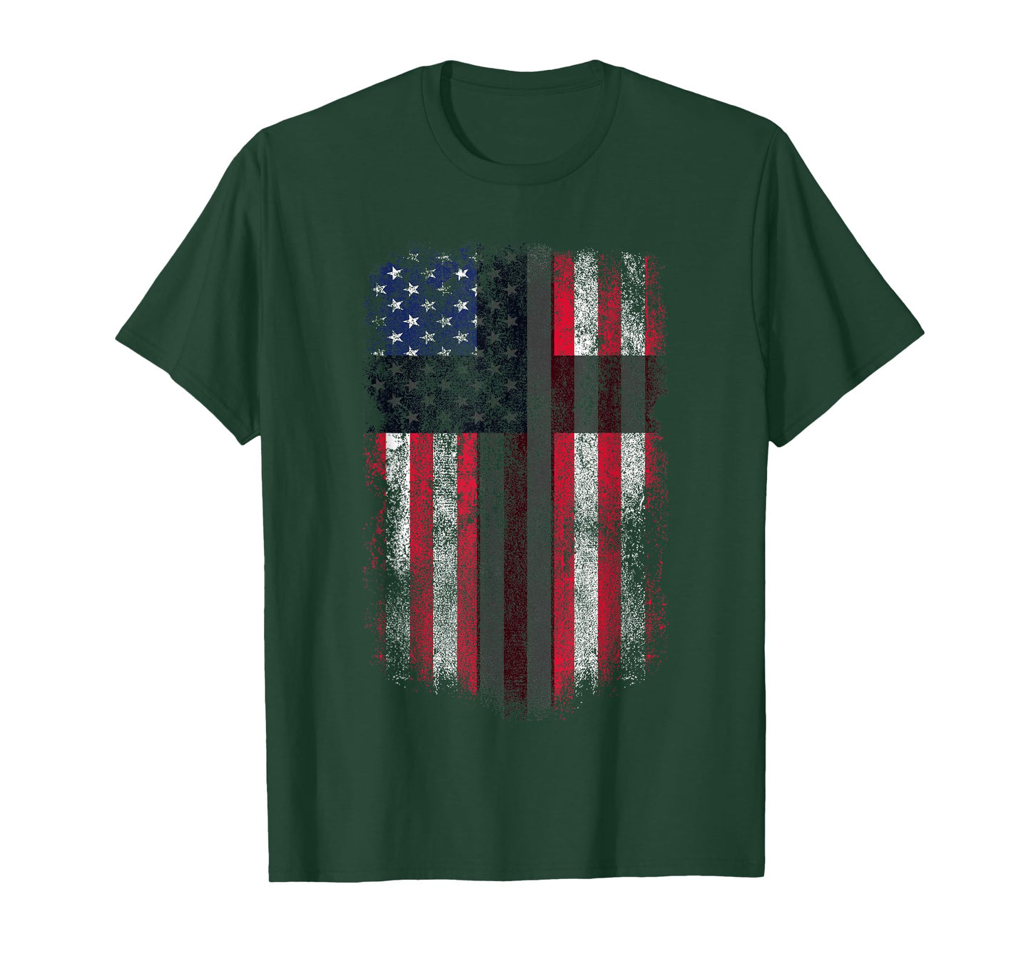 American Flag Cross for Patriotic USA Christians God Faith T-Shirt
