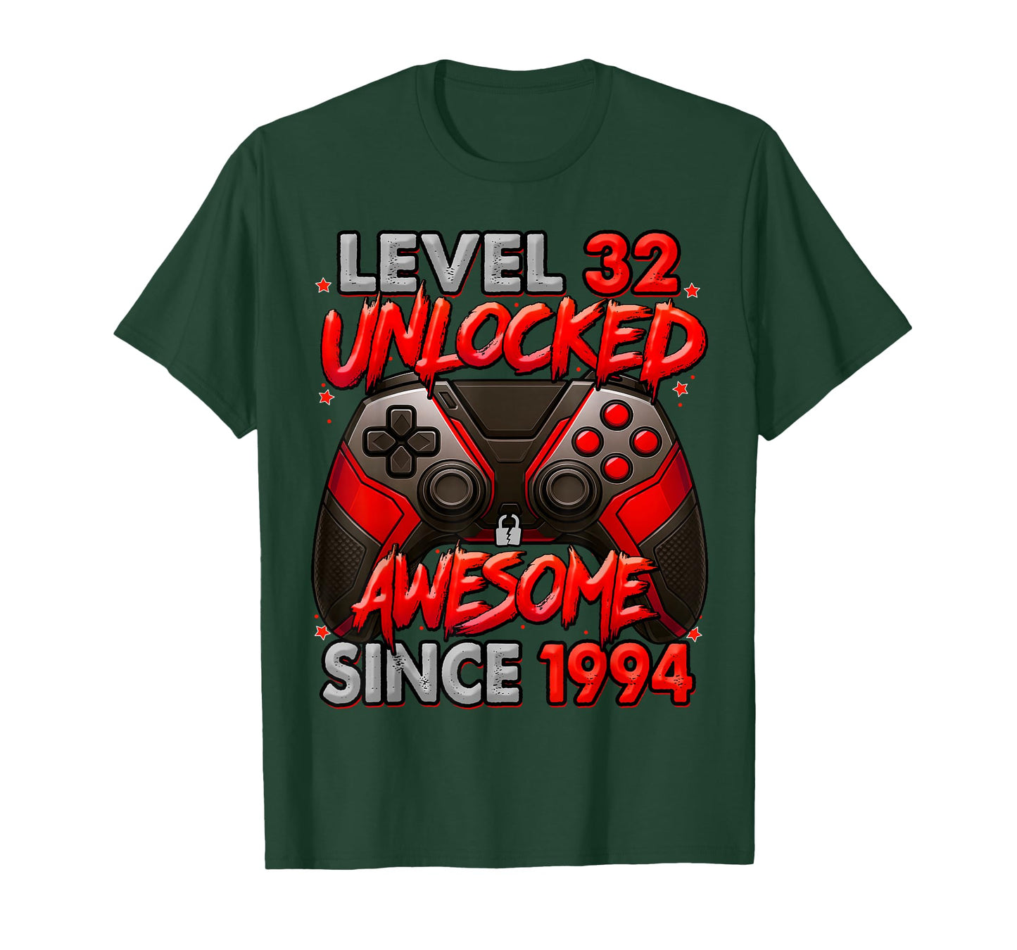 Level 32 Unlocked Awesome Since 1994 32nd Birthday Gaming T-Shirt