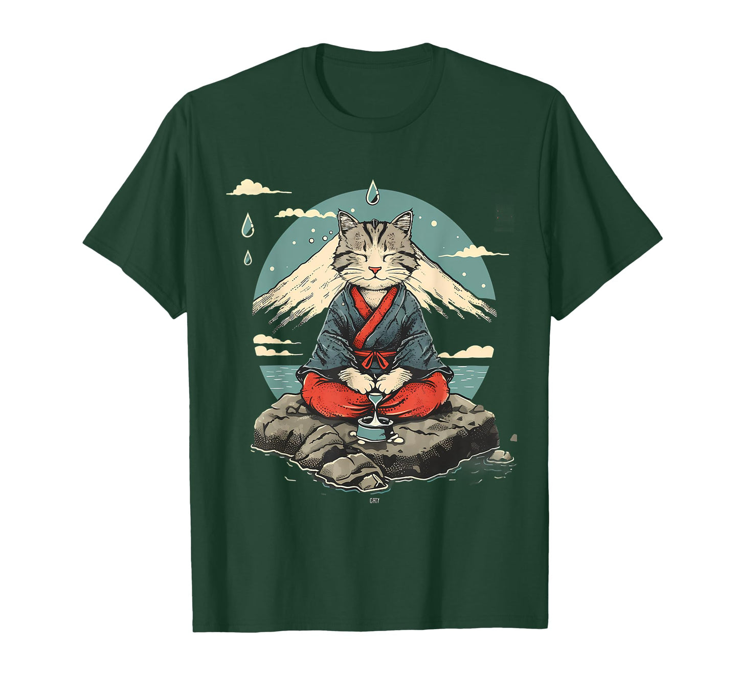 Cat Meditation Mountain Yoga Buddhist Zen Buddha Hindu Men Women Girls Kids T-Shirt