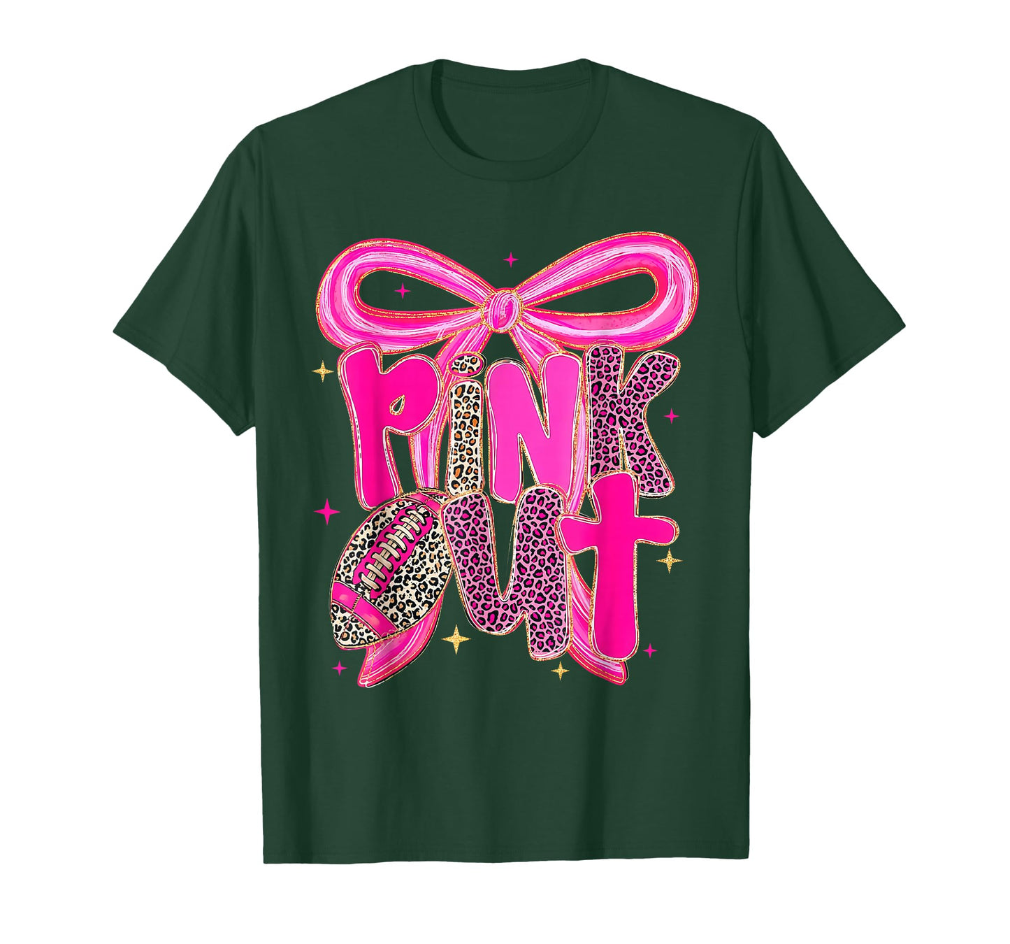Pink Out Football Bow Preppy Breast Cancer Awareness Women T-Shirt